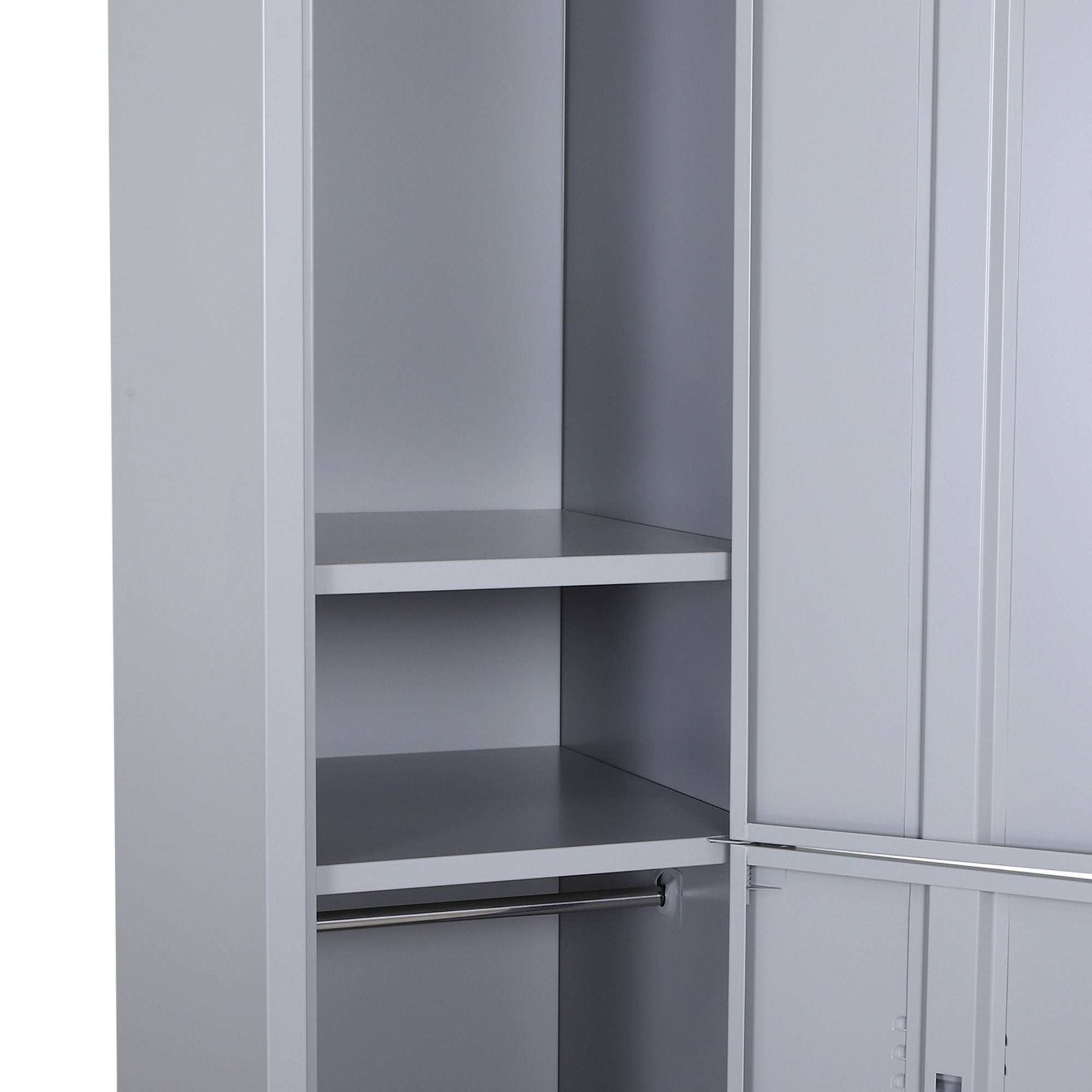 Easycomfort Armadietto 4 Ripiani 2 Porte Chiusura di Sicurezza Ufficio Garage Officina Acciaio Laminato a Freddo 38x46x180cm Grigio