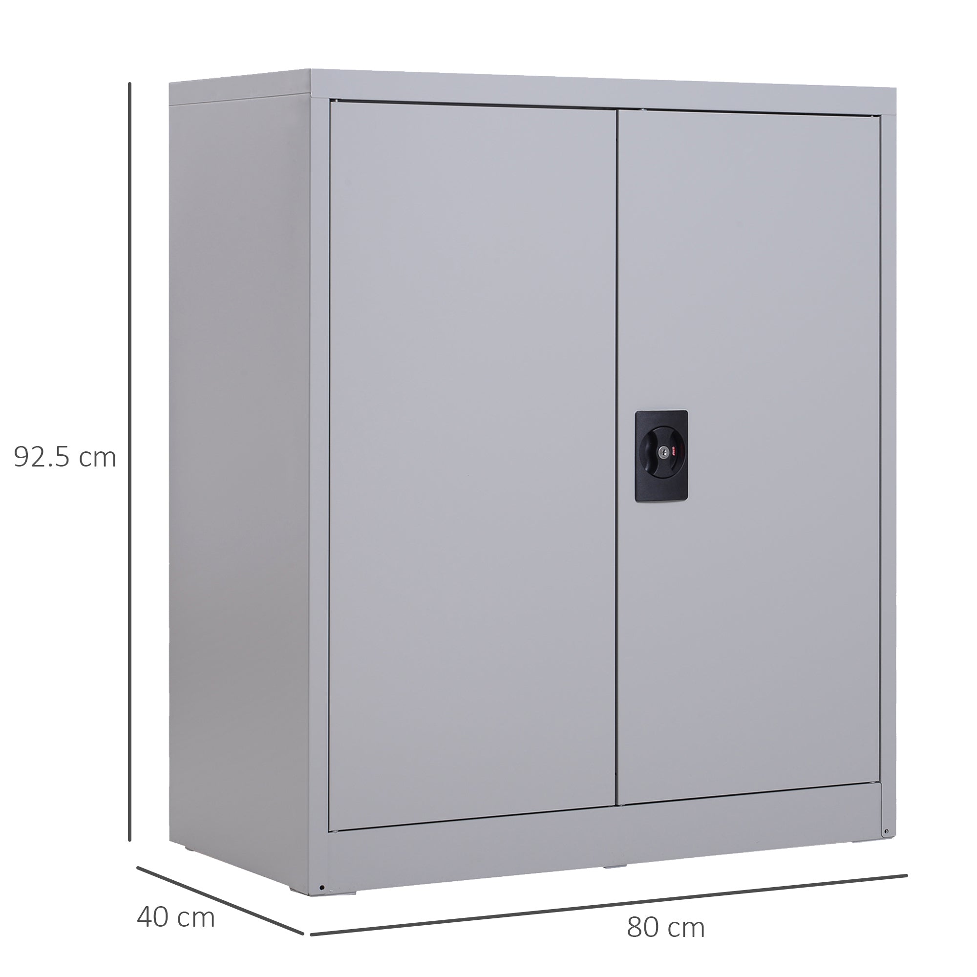 Easycomfort Armadietto Mobile Ripiano Regolabile Chiusura di Sicurezza per Casa Ufficio Garage Acciaio 80x40x92.5cm Grigio