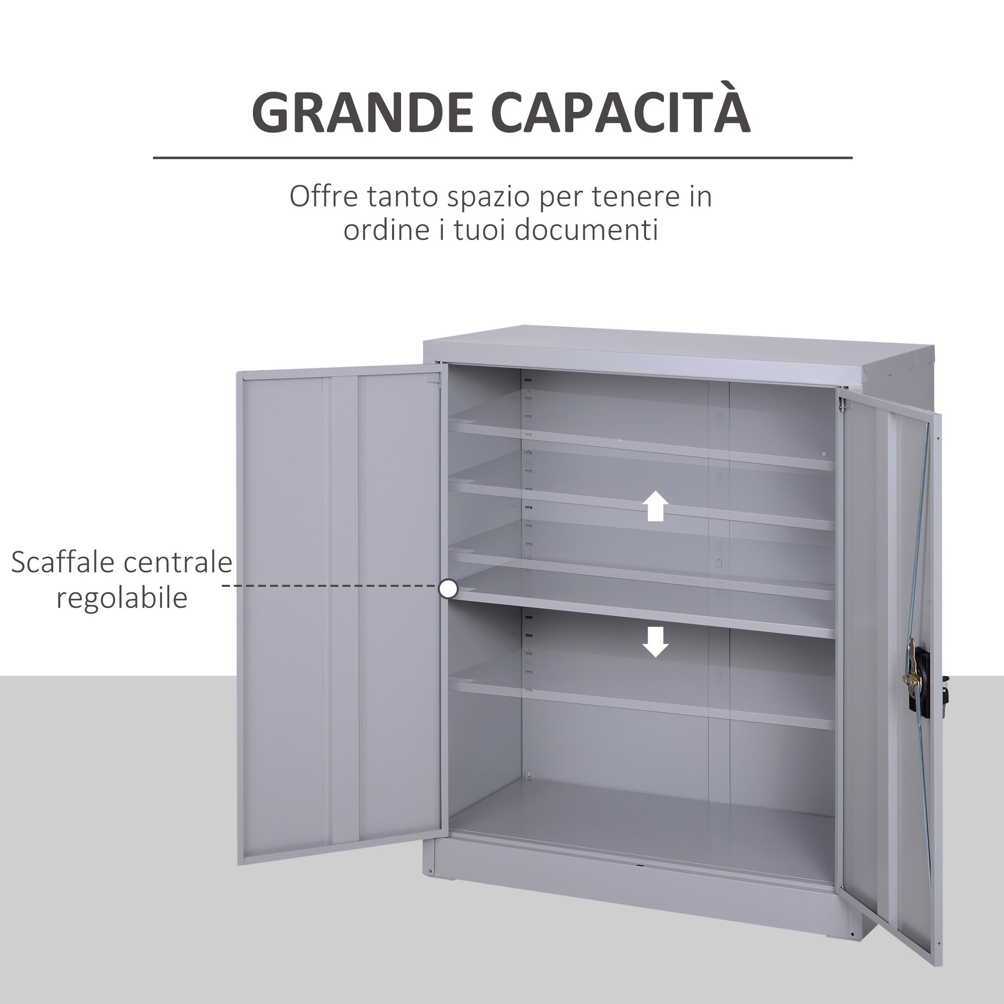 Easycomfort Armadietto Mobile Ripiano Regolabile Chiusura di Sicurezza per Casa Ufficio Garage Acciaio 80x40x92.5cm Grigio