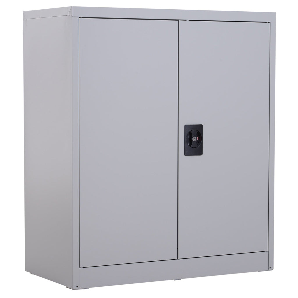 Easycomfort Armadietto Mobile Ripiano Regolabile Chiusura di Sicurezza per Casa Ufficio Garage Acciaio 80x40x92.5cm Grigio