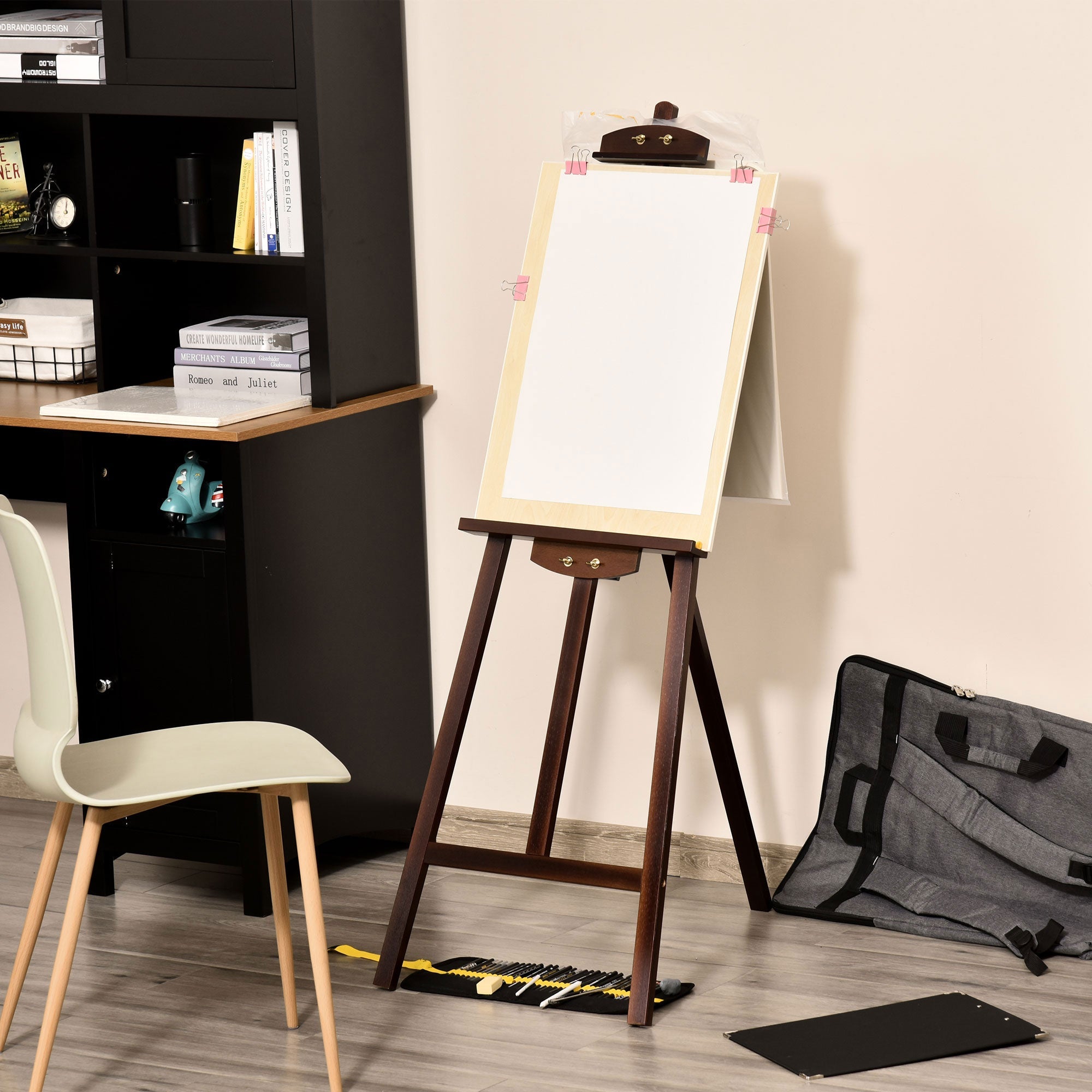 EasyComfort verstelbare houten schildersezel – bruin