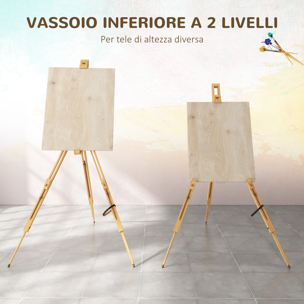 Easycomfort Cavalletto per Pittura Salvaspazio in Legno di Faggio with Altezza e Angolazione Regolabile, 93x84x183 cm