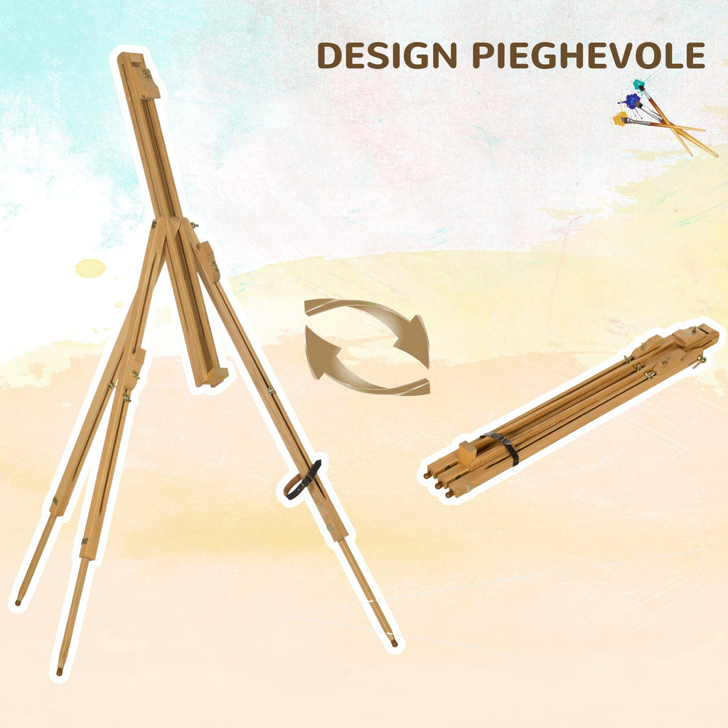 Easycomfort Cavalletto per Pittura Salvaspazio in Legno di Faggio with Altezza e Angolazione Regolabile, 93x84x183 cm