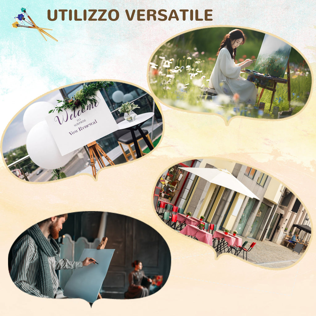 Easycomfort Cavalletto per Pittura Salvaspazio in Legno di Faggio with Altezza e Angolazione Regolabile, 93x84x183 cm