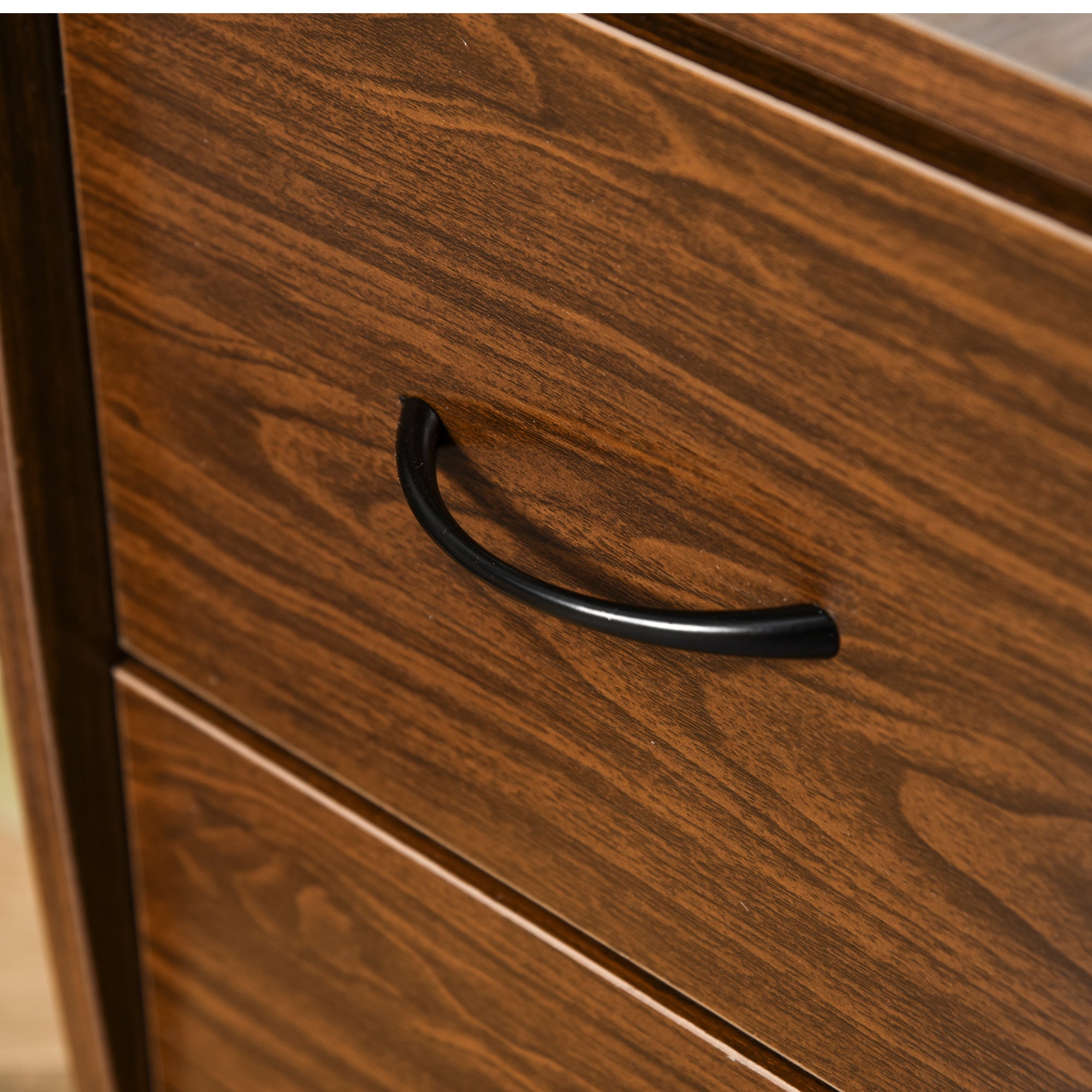Easycomfort Scrivania per Computer Moderna Porta PC in Legno with Cassetti, Scrivania Salvaspazio Con Libreria, Mensola Estraibile e Porta Tastiera, 120x55x85cm, Marrone