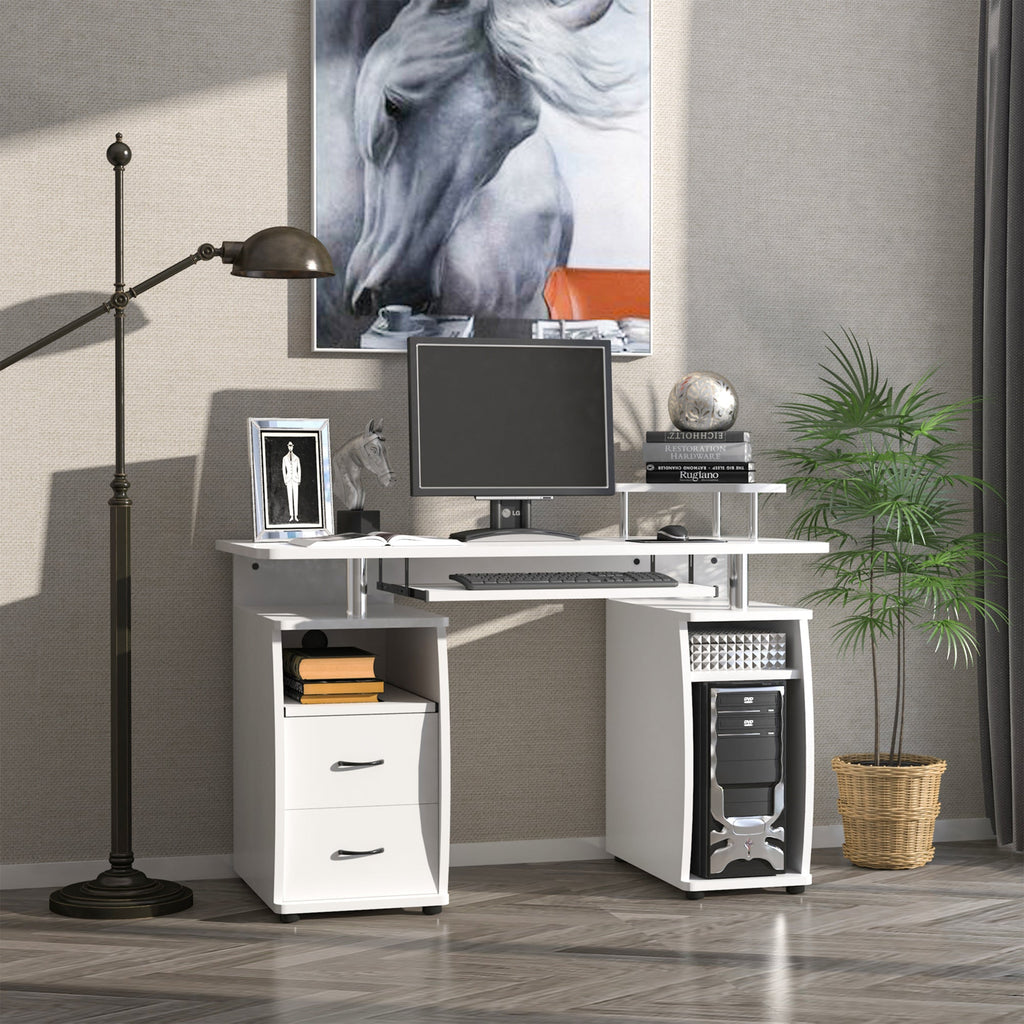 EasyComfort bureau voor pc met toetsenbordlade en 2 lades 120x55x85 cm wit