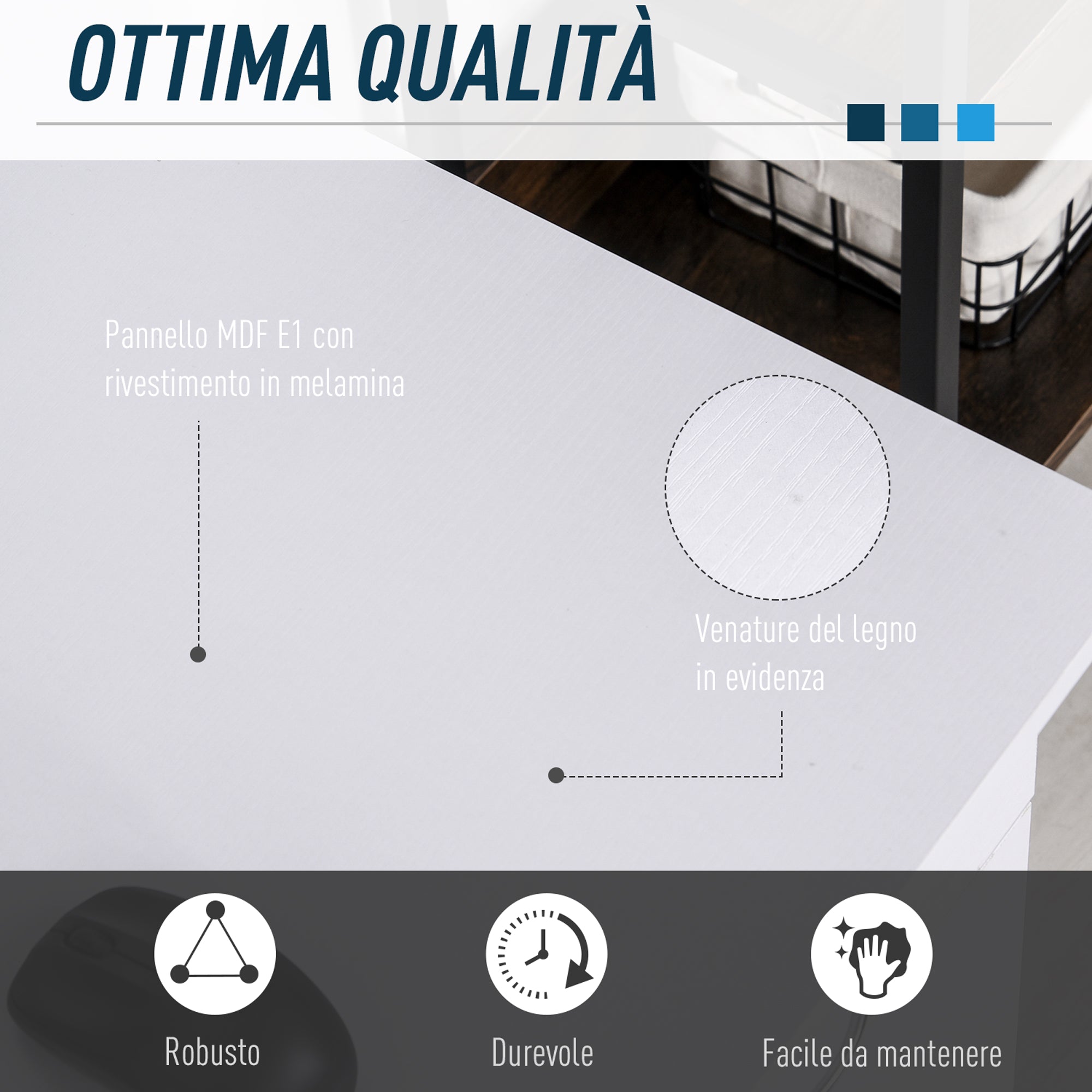 Easycomfort Scrivania per PC Ergonomica with Mensole, Armadietto, Cassetto e Piano Tastiera Estraibile, Bianca, 120x60x74cm