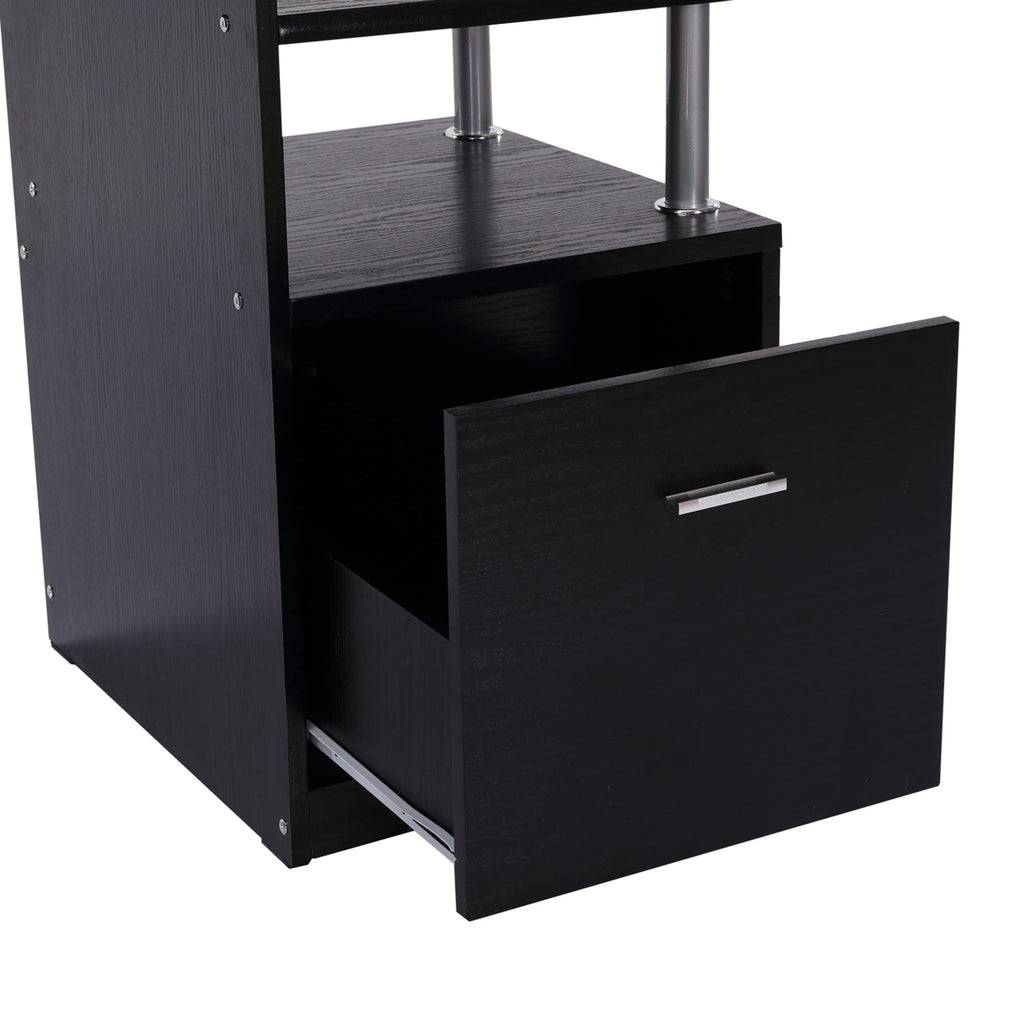 Easycomfort Scrivania per Computer Moderna with Cassetti, Ripiani e Tastiera Estraibile, Scrivania da Ufficio per Casa in Legno black 152x60x88cm