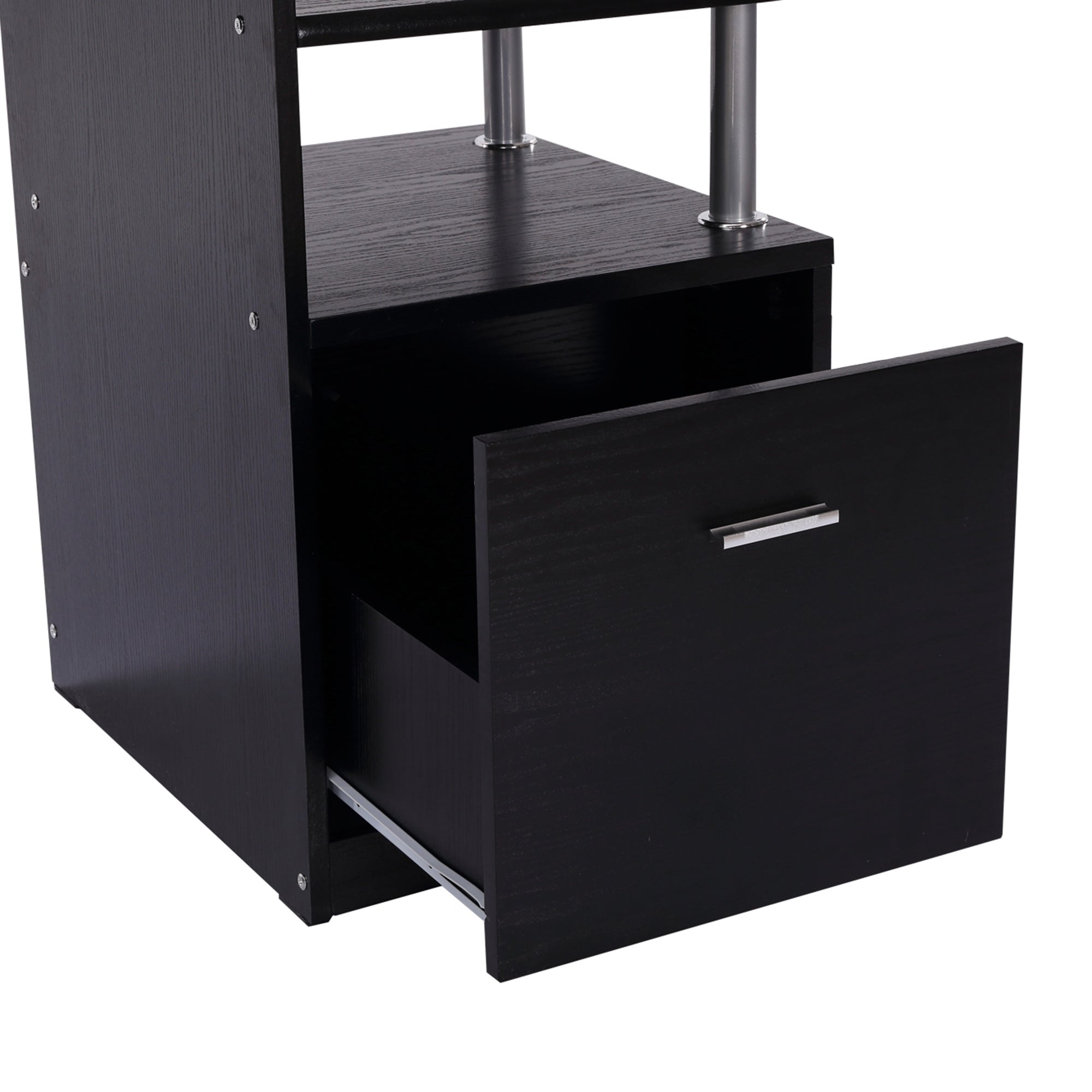 Easycomfort Scrivania per Computer Moderna with Cassetti, Ripiani e Tastiera Estraibile, Scrivania da Ufficio per Casa in Legno black 152x60x88cm