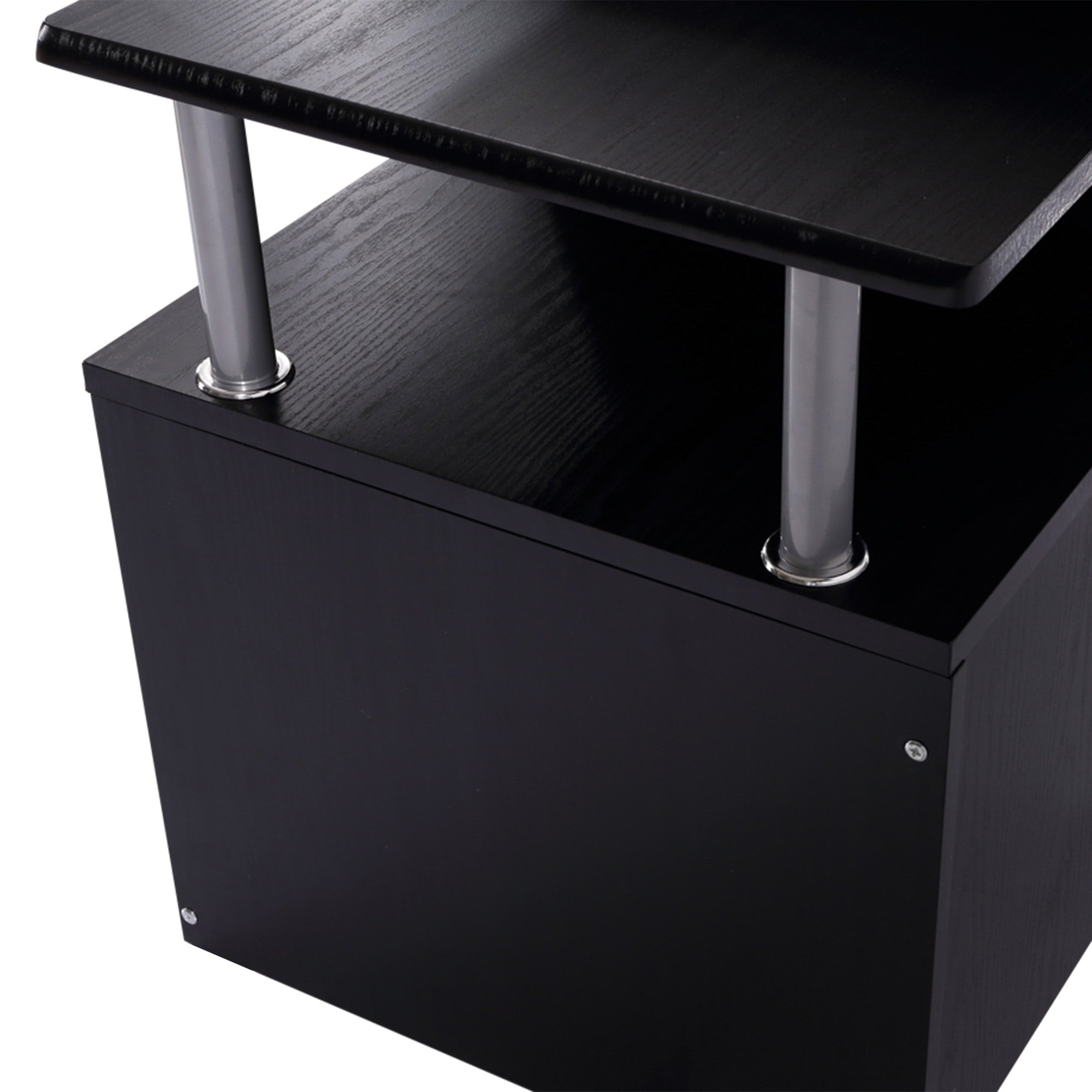 Easycomfort Scrivania per Computer Moderna with Cassetti, Ripiani e Tastiera Estraibile, Scrivania da Ufficio per Casa in Legno black 152x60x88cm