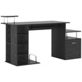 Easycomfort Scrivania per Computer Moderna with Cassetti, Ripiani e Tastiera Estraibile, Scrivania da Ufficio per Casa in Legno black 152x60x88cm