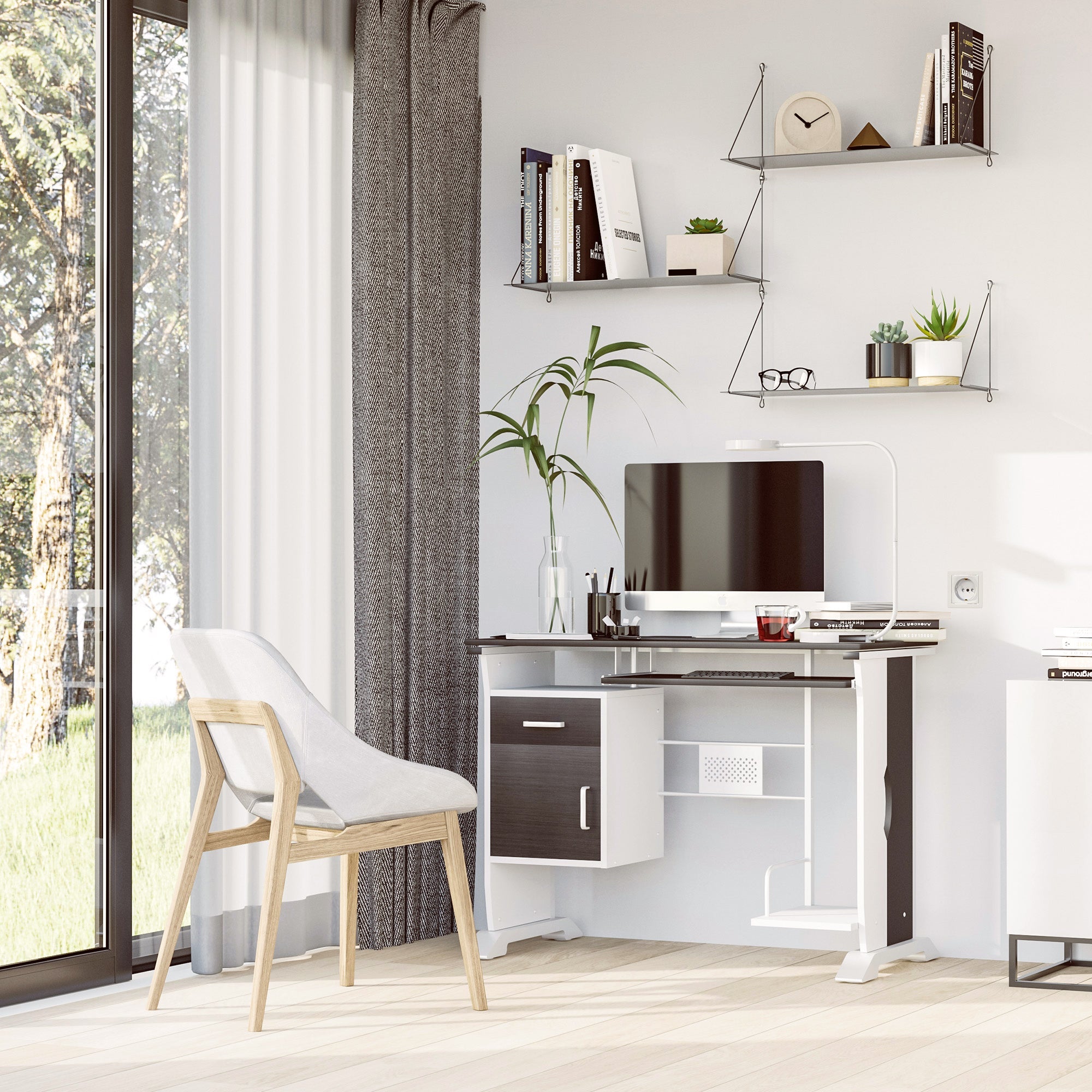 EasyComfort computerbureau met lade 100 x 52 x 75 cm - donker noten