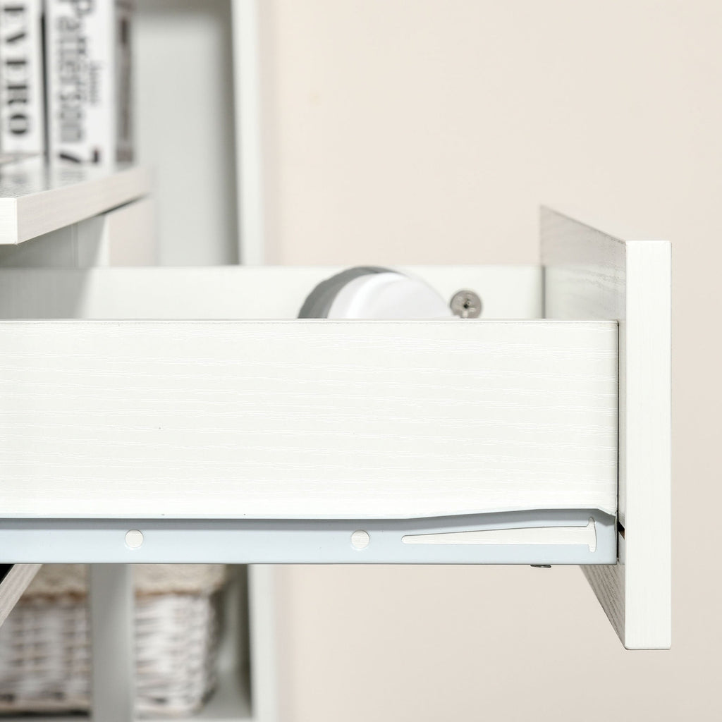 Easycomfort Tavolo Scrivania Salvaspazio per Camera e Ufficio, Scrivania with Cassetti e Ruote, Postazione di Lavoro Doppia o Singola, 100x36x88cm, white
