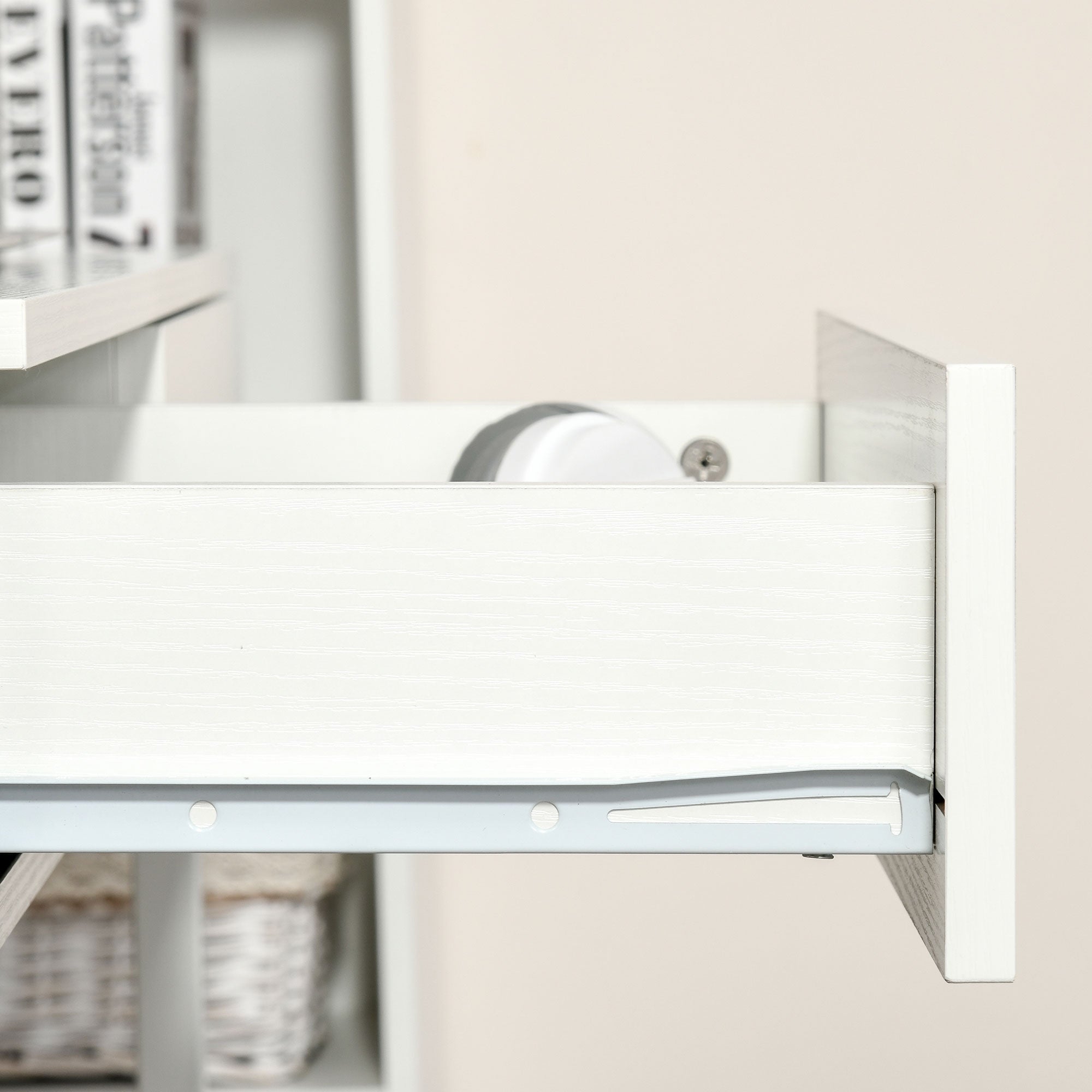 Easycomfort Tavolo Scrivania Salvaspazio per Camera e Ufficio, Scrivania with Cassetti e Ruote, Postazione di Lavoro Doppia o Singola, 100x36x88cm, white