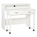 Easycomfort Tavolo Scrivania Salvaspazio per Camera e Ufficio, Scrivania with Cassetti e Ruote, Postazione di Lavoro Doppia o Singola, 100x36x88cm, white