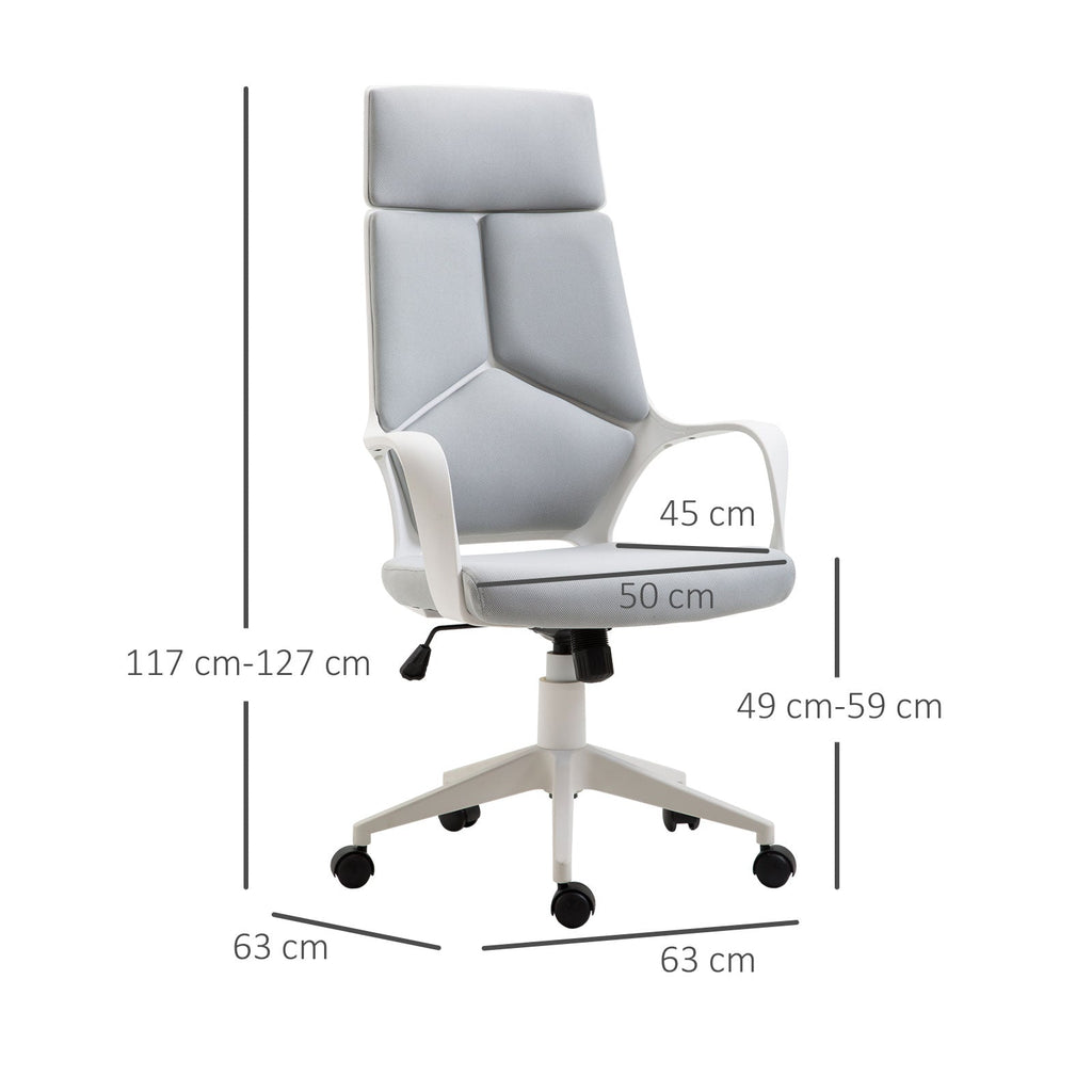 Easycomfort Sedia da Ufficio with Funzione Dondolo, Poltrona Presidenziale in Tessuto Regolabile e Girevole, 63x63x117-127 cm, Grigio