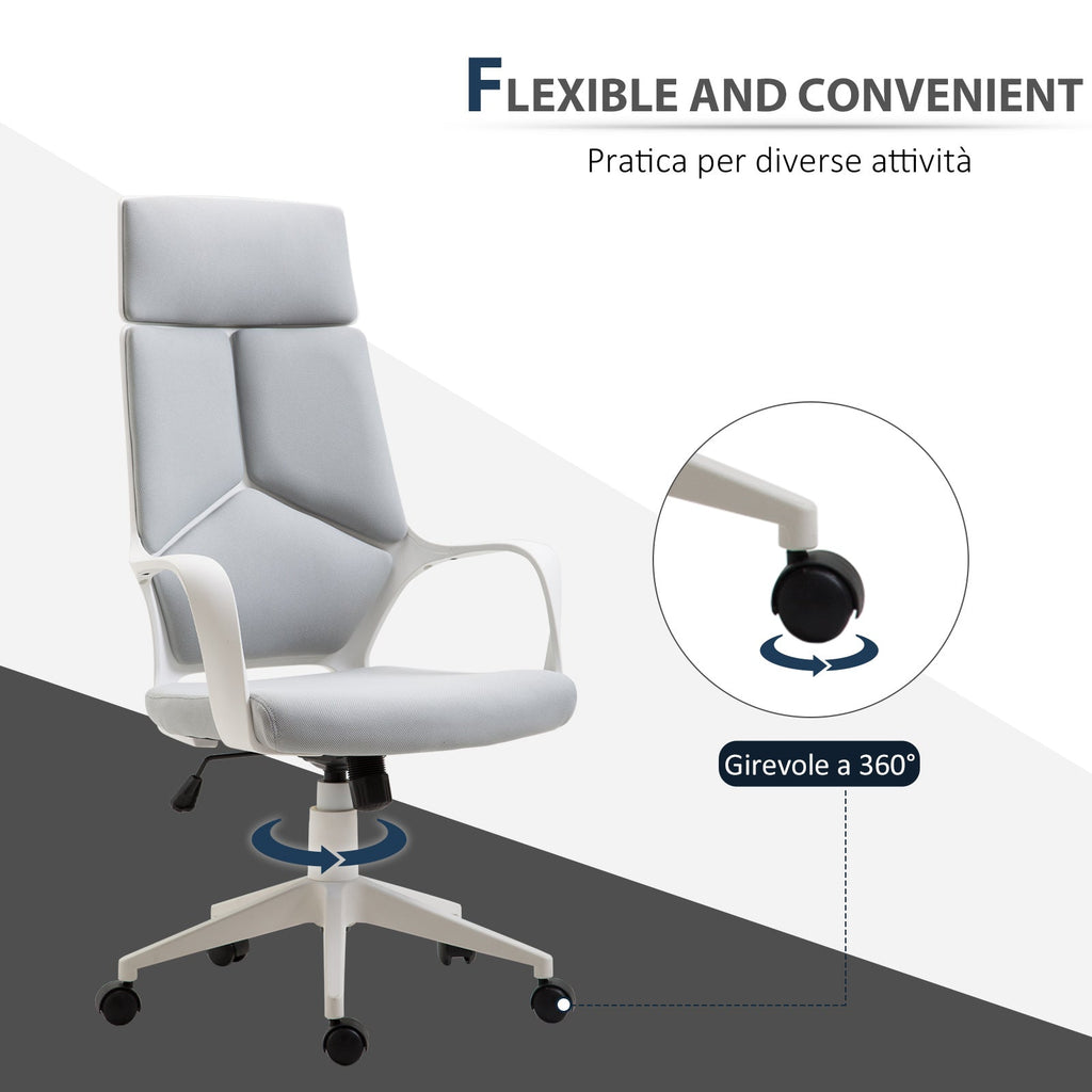Easycomfort Sedia da Ufficio with Funzione Dondolo, Poltrona Presidenziale in Tessuto Regolabile e Girevole, 63x63x117-127 cm, Grigio