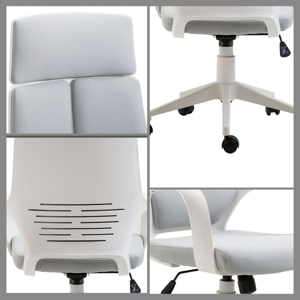 Easycomfort Sedia da Ufficio with Funzione Dondolo, Poltrona Presidenziale in Tessuto Regolabile e Girevole, 63x63x117-127 cm, Grigio
