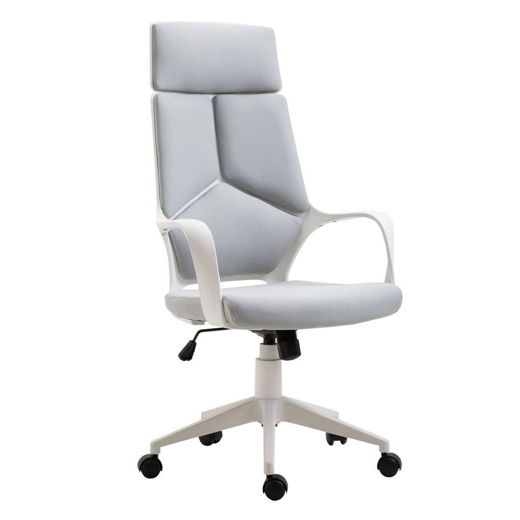 Easycomfort Sedia da Ufficio with Funzione Dondolo, Poltrona Presidenziale in Tessuto Regolabile e Girevole, 63x63x117-127 cm, Grigio