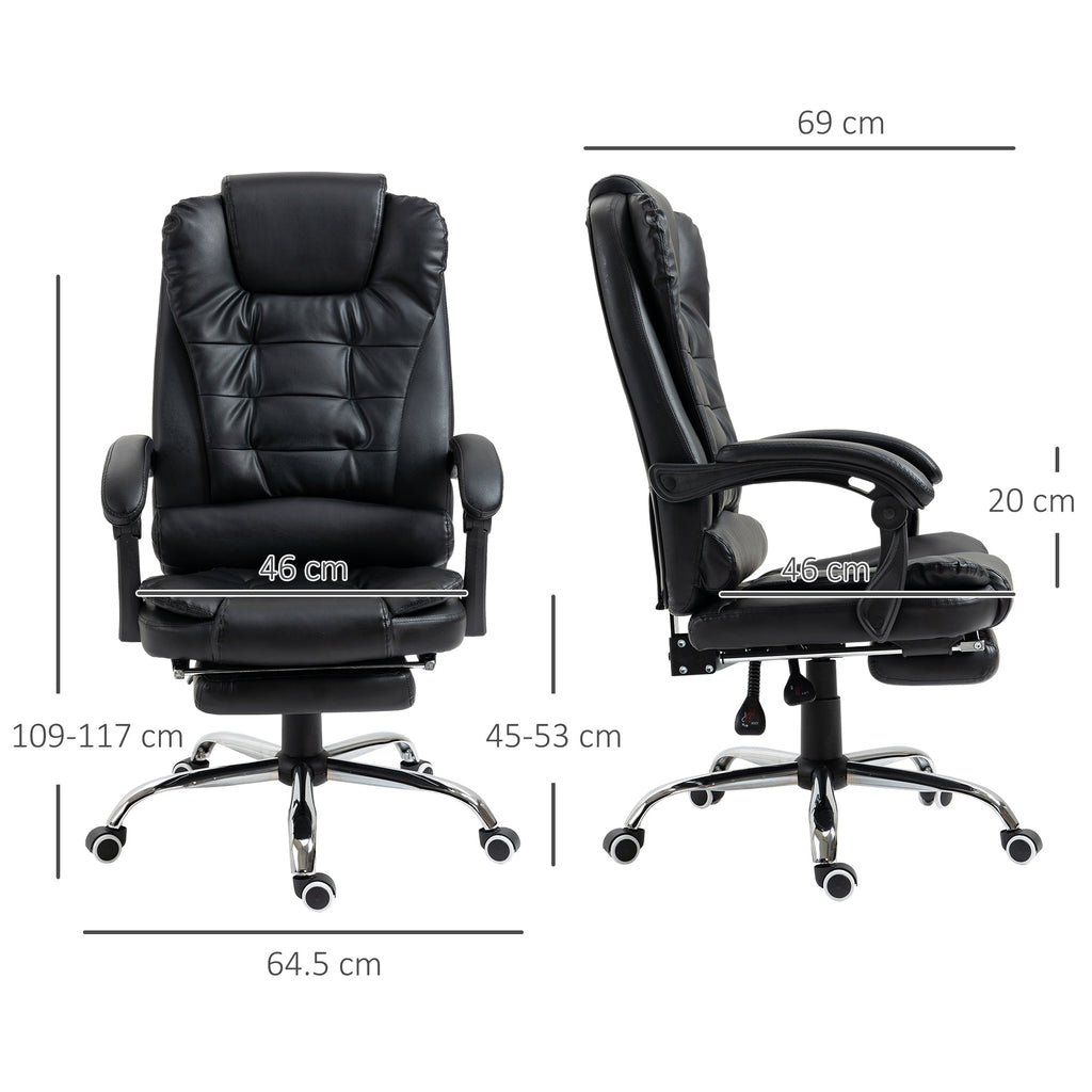 Easycomfort Sedia da Ufficio ad Altezza Regolabile with Schienale Reclinabile e Poggiapiedi, 64.5x69x109-117 cm, black