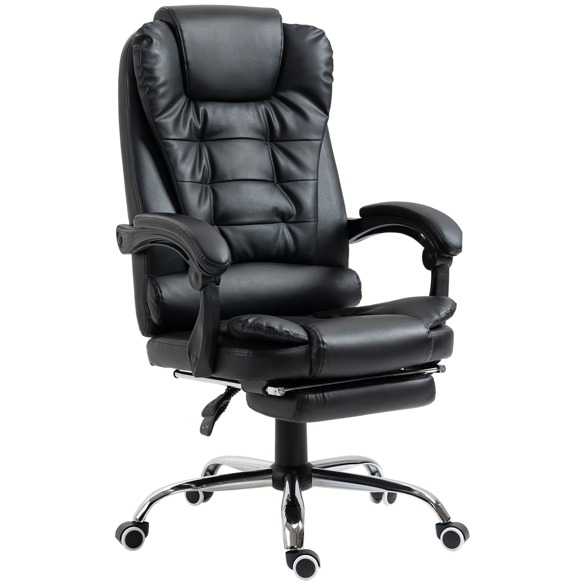 Easycomfort Sedia da Ufficio ad Altezza Regolabile with Schienale Reclinabile e Poggiapiedi, 64.5x69x109-117 cm, black