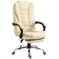 Easycomfort Poltrona Presidenziale in Similpelle Bianca with Schienale Reclinabile 145° e Poggiapiedi, 64.5x69x109-117 cm