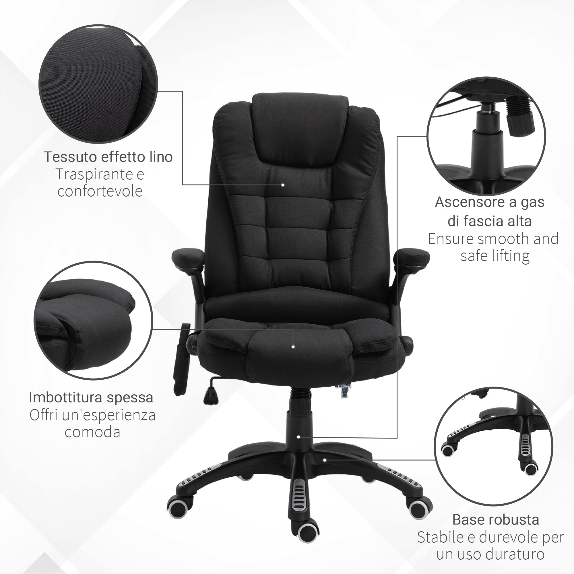 EasyComfort Massagestoel voor kantoor en thuis – 6 massagpunten, verstelbare zithoogte