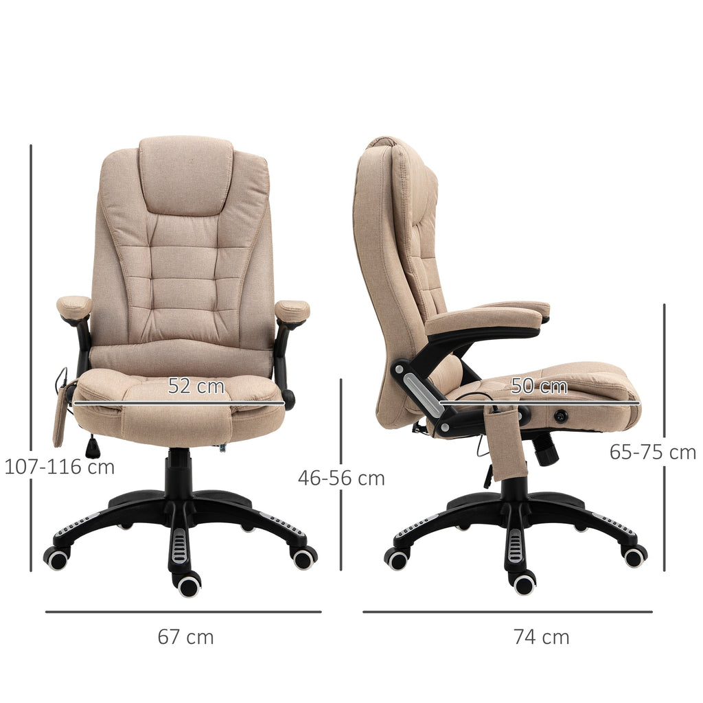 Easycomfort Poltrona da Ufficio Massaggiante with Altezza Regolabile, 6 Punti di Massaggio e Riscaldamento, Beige