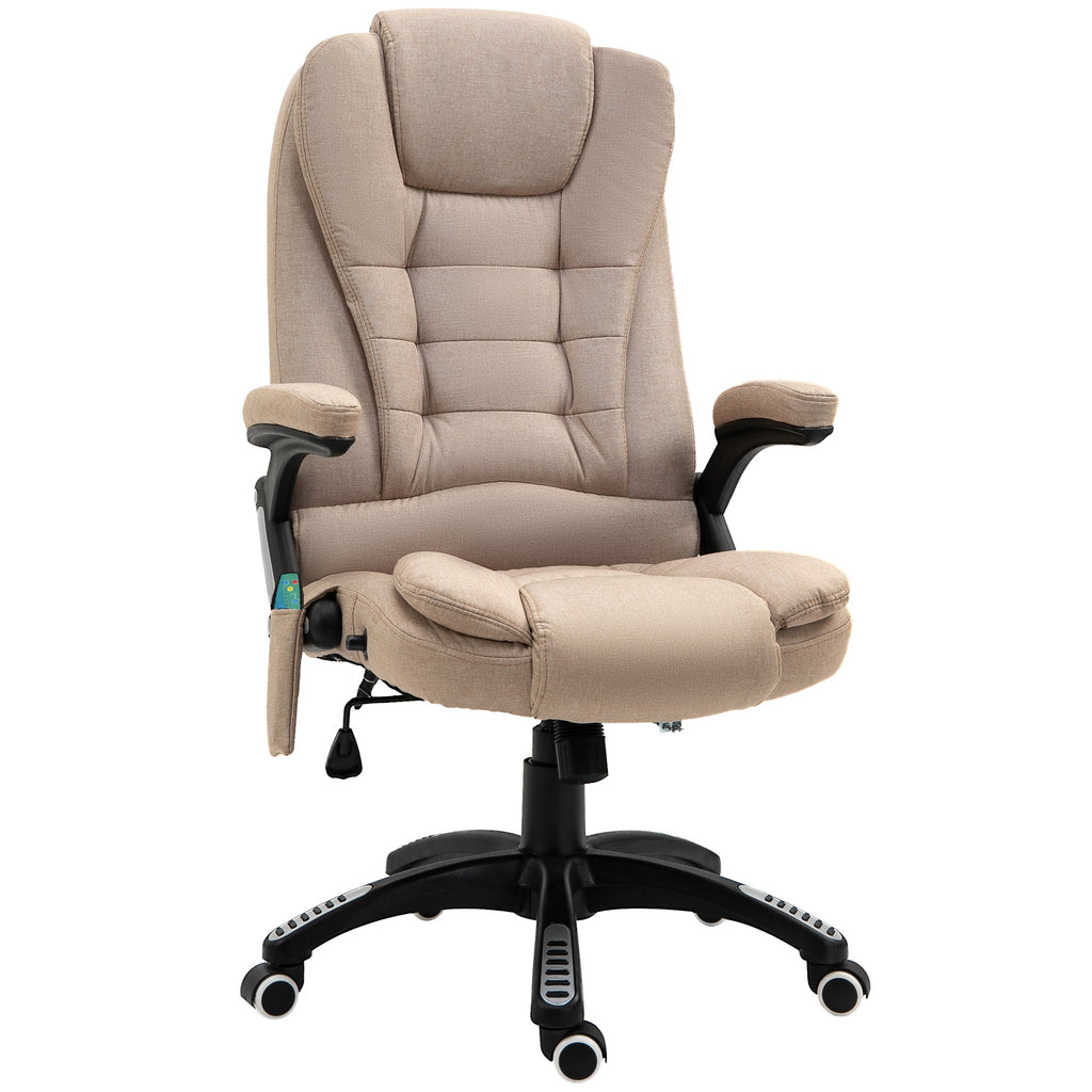 Easycomfort Poltrona da Ufficio Massaggiante with Altezza Regolabile, 6 Punti di Massaggio e Riscaldamento, Beige