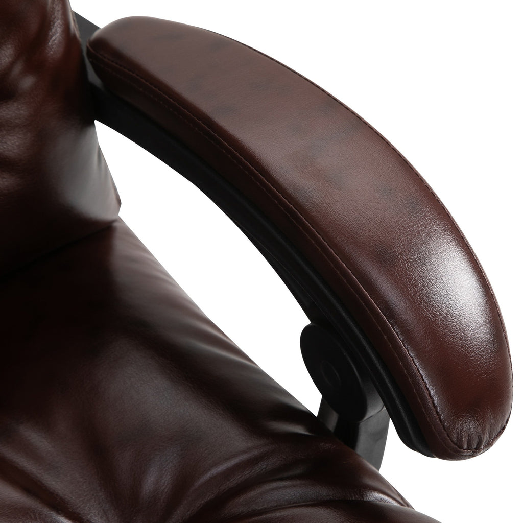 Easycomfort Poltrona Ufficio Presidenziale Similpelle Marrone Stile Chesterfield, Schienale Reclinabile 135° e Poggiapiedi