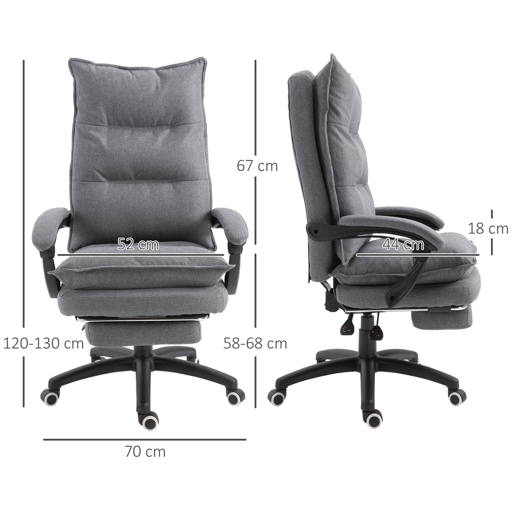 Easycomfort Sedia da Ufficio Imbottita with 6 Punti Massaggianti, Altezza Regolabile e Rotelle, 70x62x120-130 cm, Grigio