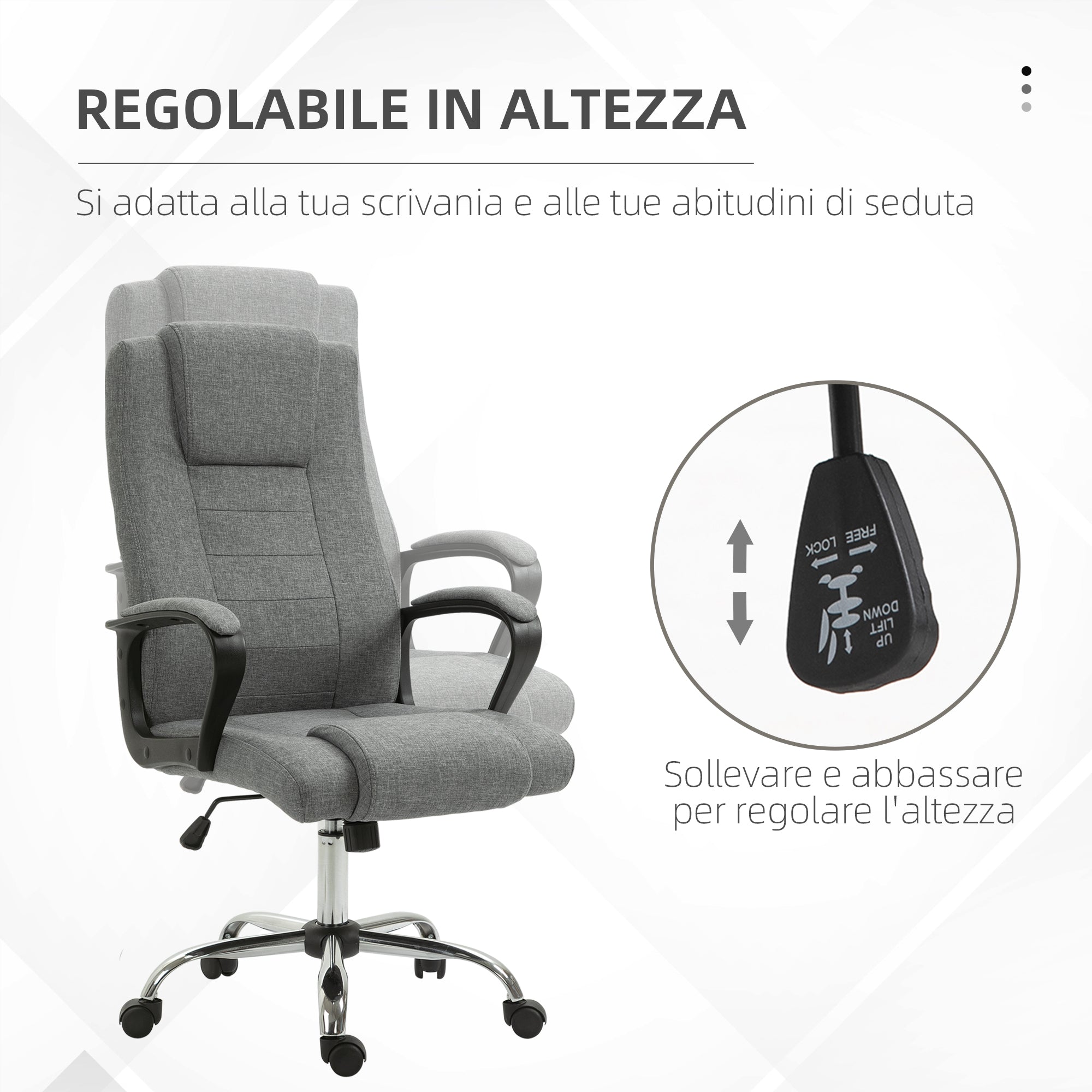 EasyComfort Sedia da Ufficio Presidenziale Ergonomica Basculante e Imbottita with Altezza e Inclinazione Regolabile, 62 x 76 x 110-119cm