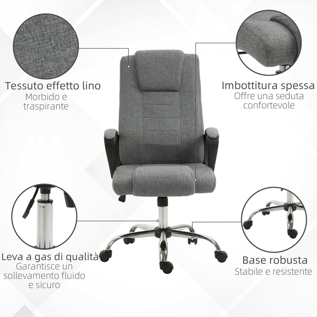 EasyComfort Sedia da Ufficio Presidenziale Ergonomica Basculante e Imbottita with Altezza e Inclinazione Regolabile, 62 x 76 x 110-119cm