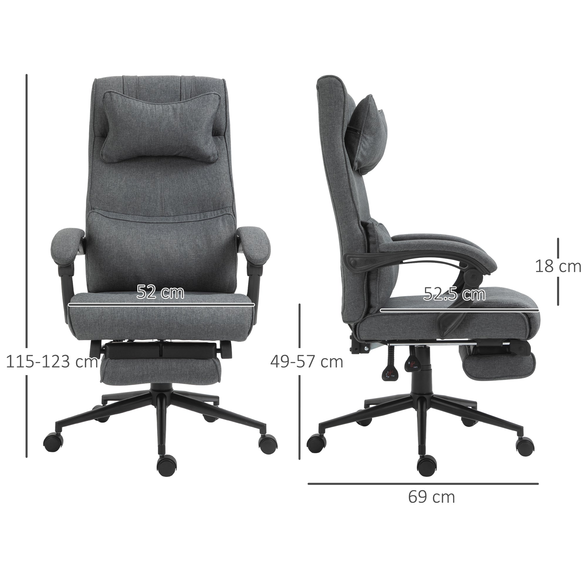 EasyComfort ergonomische bureaustoel met voetensteun – donkergrijs
