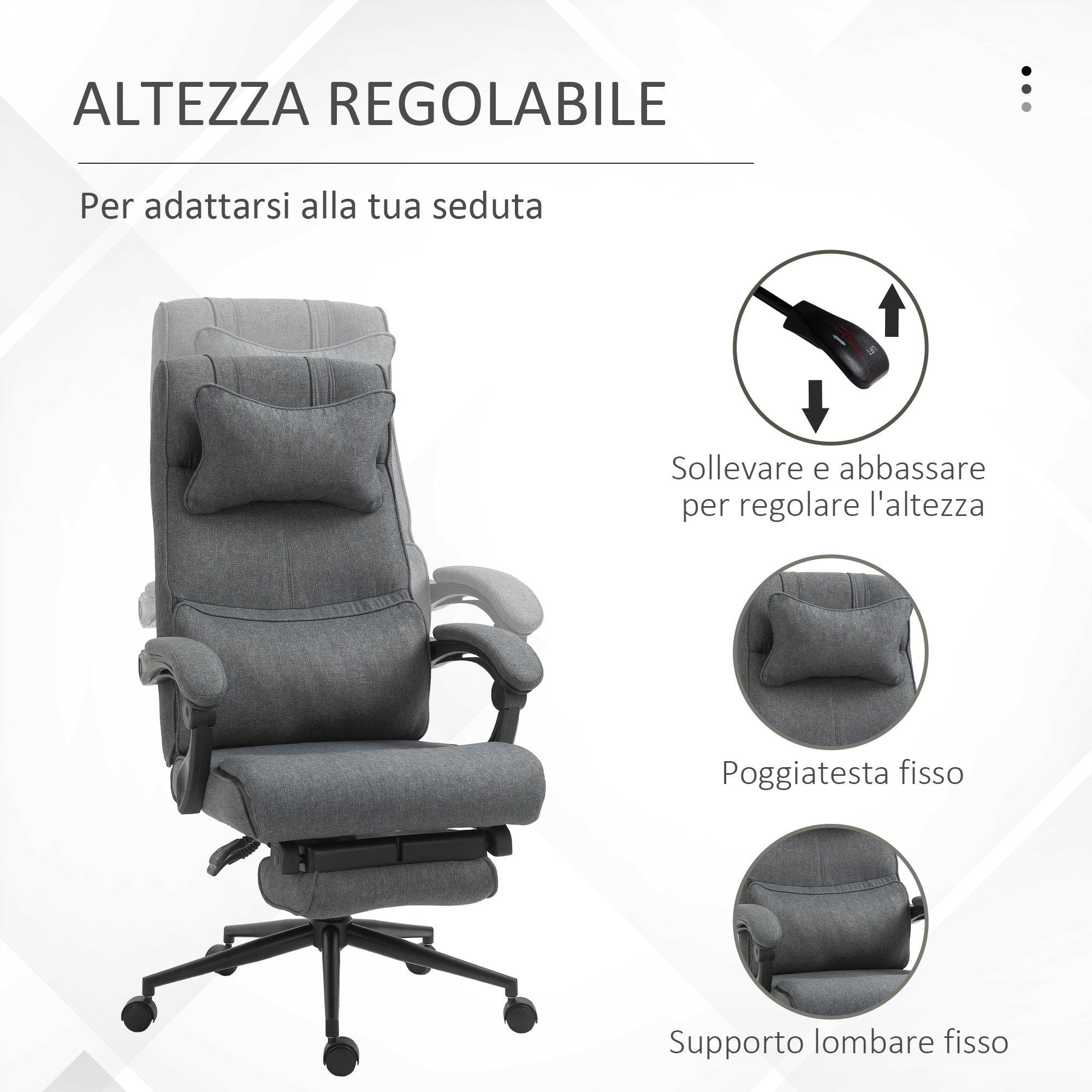 EasyComfort ergonomische bureaustoel met voetensteun – donkergrijs