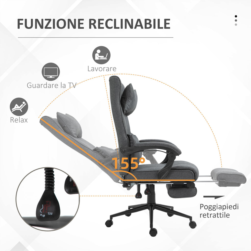 EasyComfort ergonomische bureaustoel met voetensteun – donkergrijs