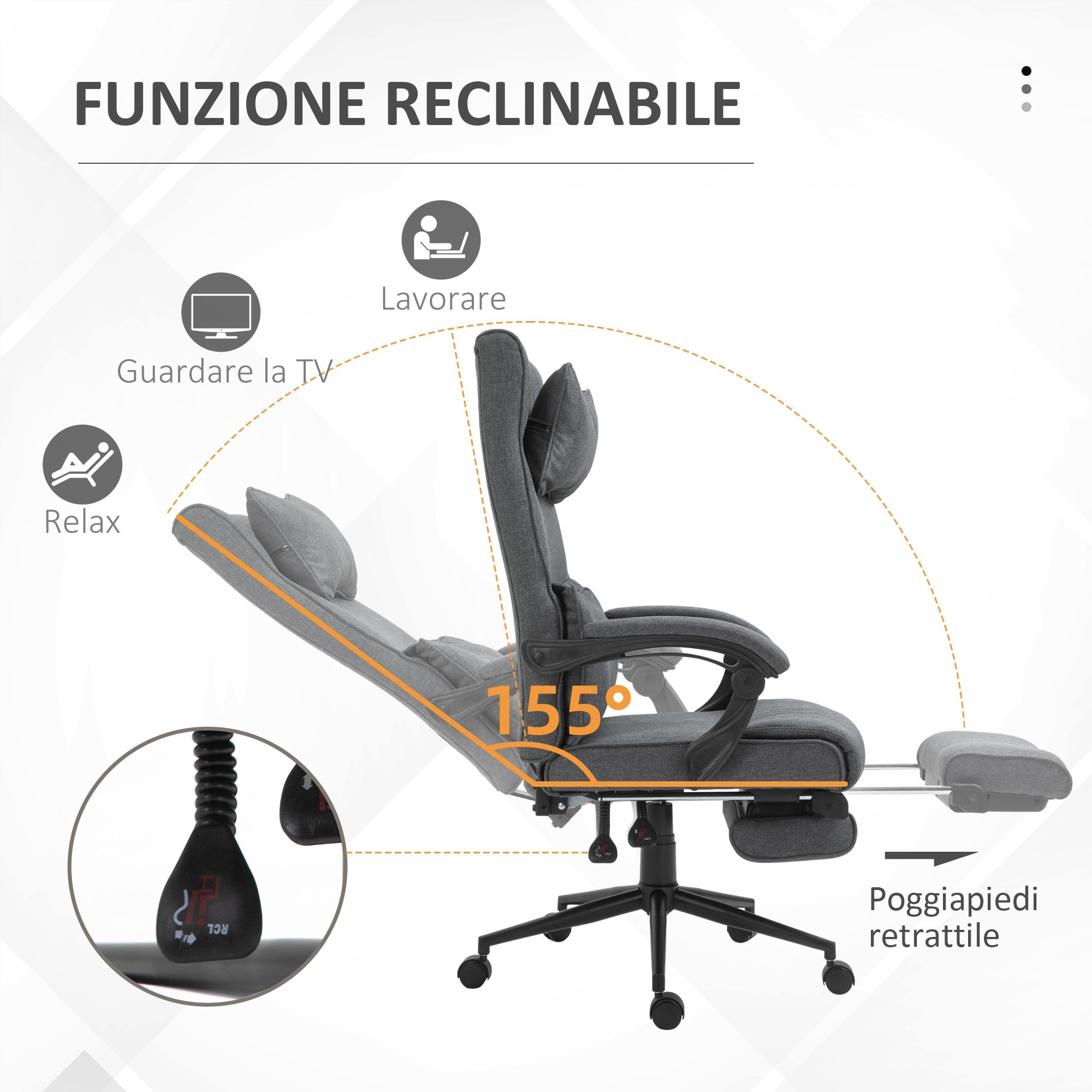 EasyComfort ergonomische bureaustoel met voetensteun – donkergrijs