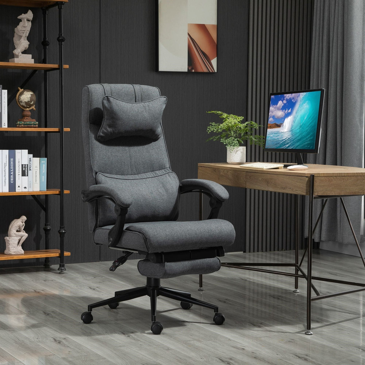 EasyComfort ergonomische bureaustoel met voetensteun – donkergrijs