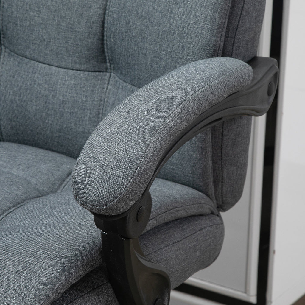 Easycomfort Sedia da Ufficio Ergonomica Reclinabile, Sedia Direzionale with Schiena Alta, Poltrona Ufficio with Poggiatesta e Poggiapiedi Estraibile, 66x76x112-120cm, Grigio