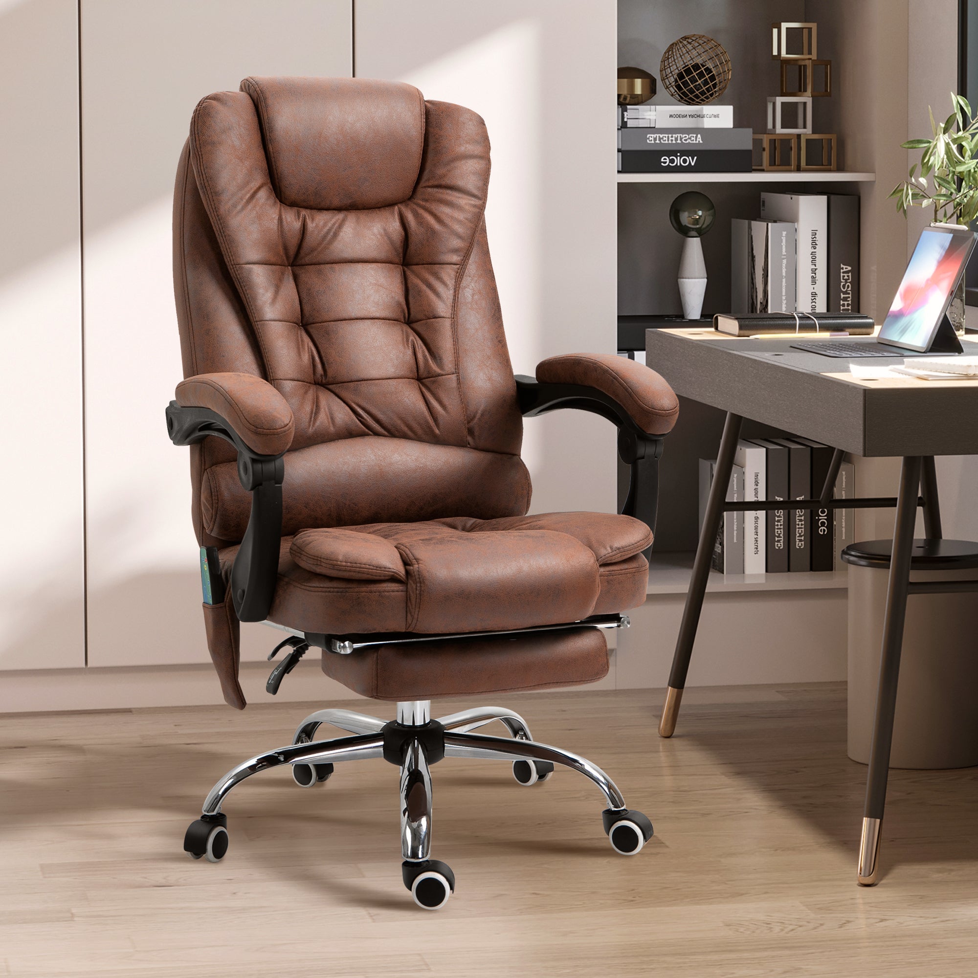 EasyComfort massagebureaustoel met verwarming, verstelbaar, bruin