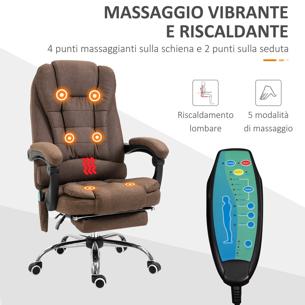 EasyComfort massagebureaustoel met verwarming, verstelbaar, bruin