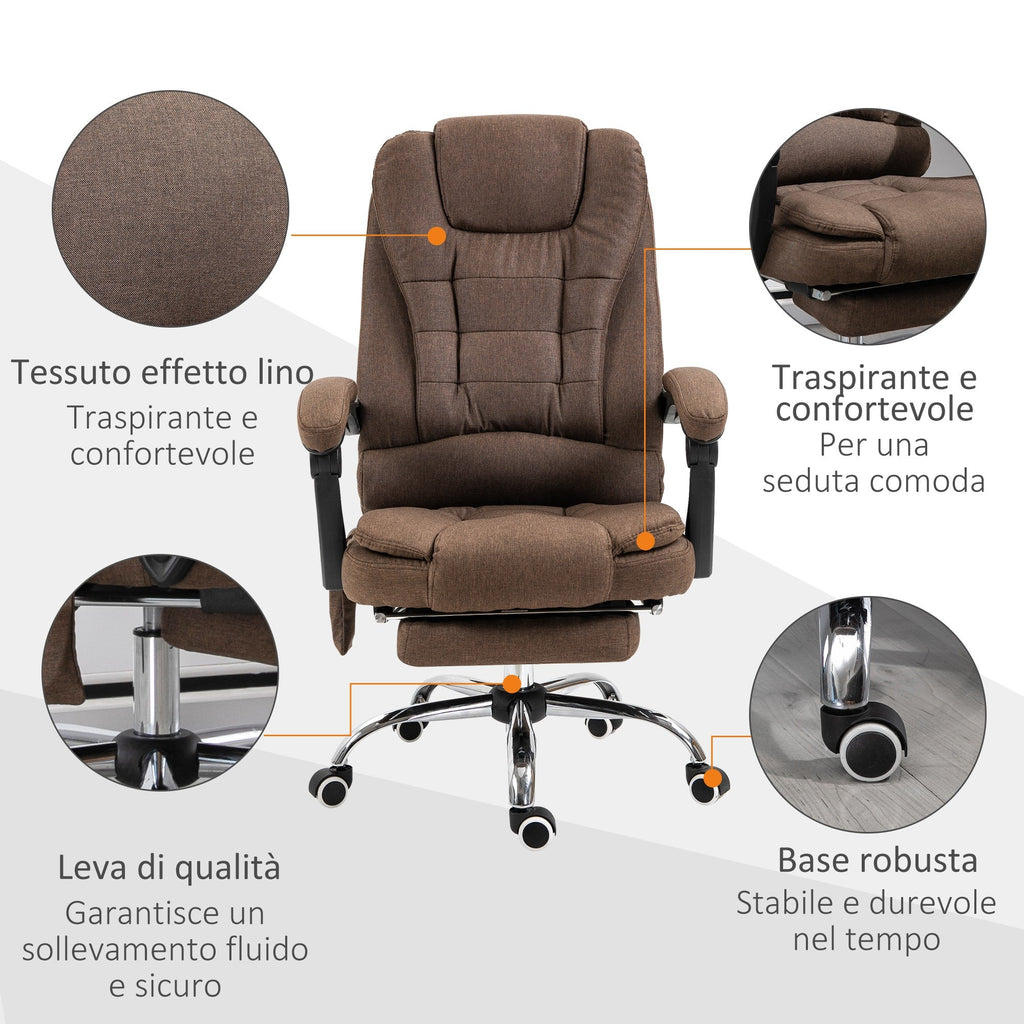 EasyComfort massagebureaustoel met verwarming, verstelbaar, bruin