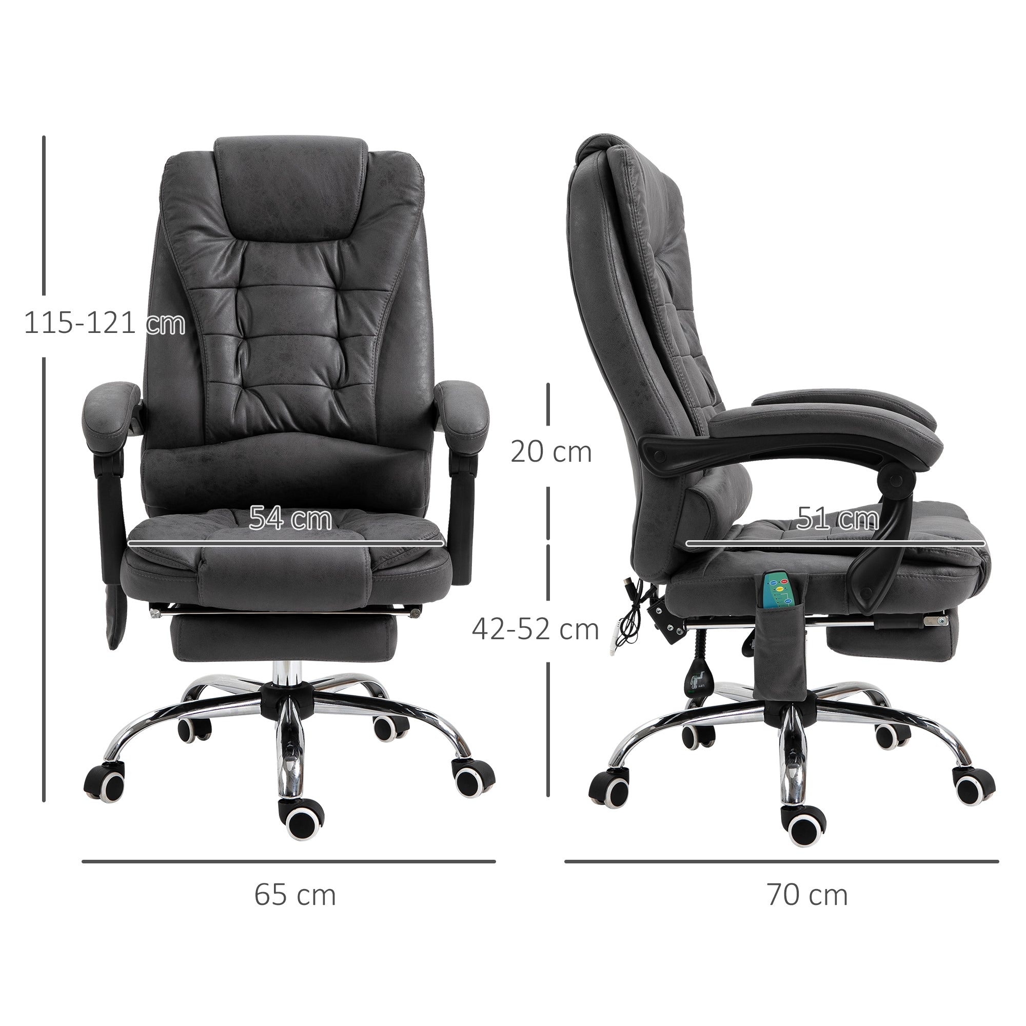 EasyComfort Massagestoel voor kantoor, verstelbaar, met lendenverwarming, grijs