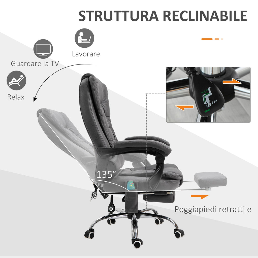 EasyComfort Massagestoel voor kantoor, verstelbaar, met lendenverwarming, grijs