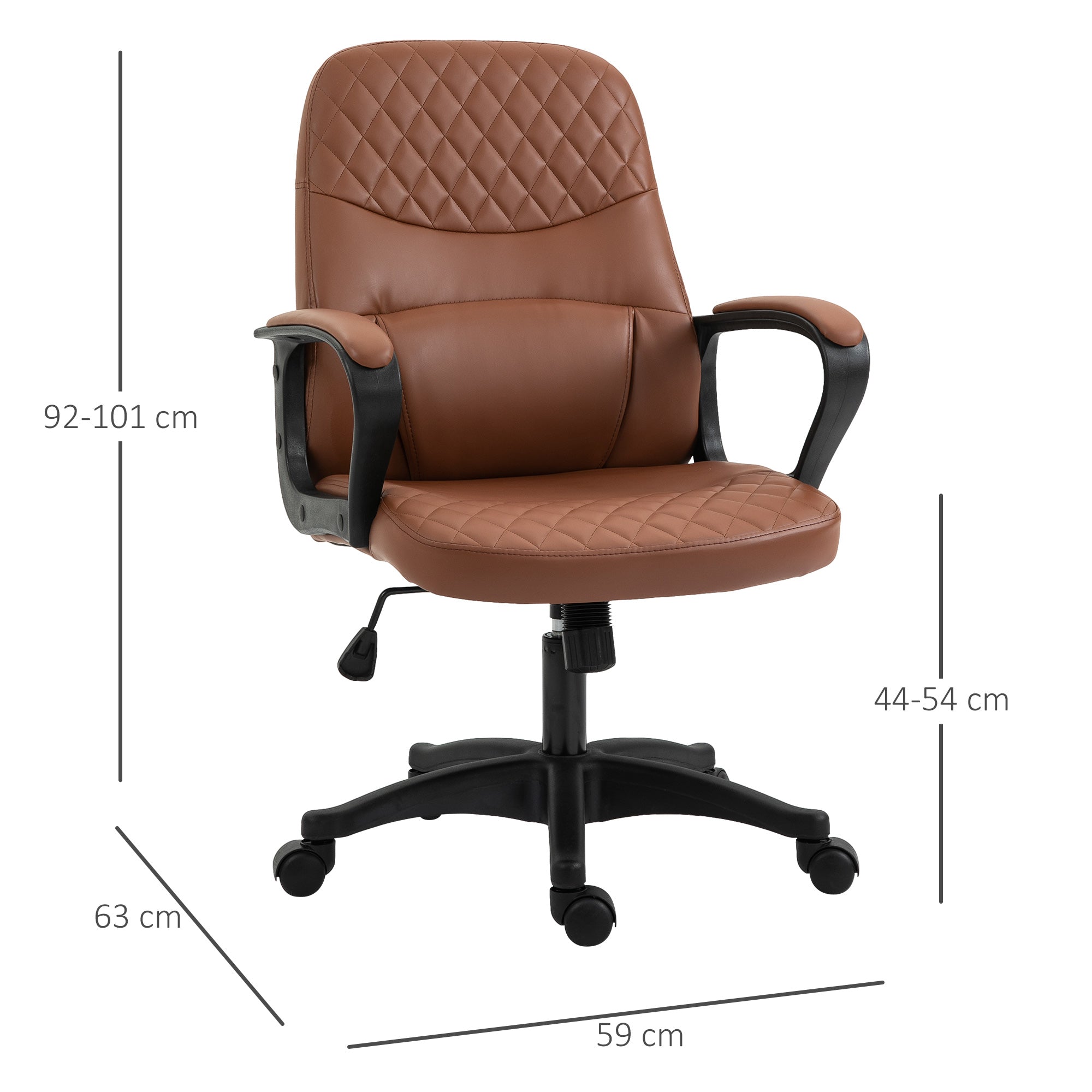 Easycomfort Sedia da Ufficio a Dondolo with 2 Punti Massaggianti e Porta USB, Poltrona da Ufficio in Finta Pelle Marrone with Altezza Regolabile, 59x63x92-101cm