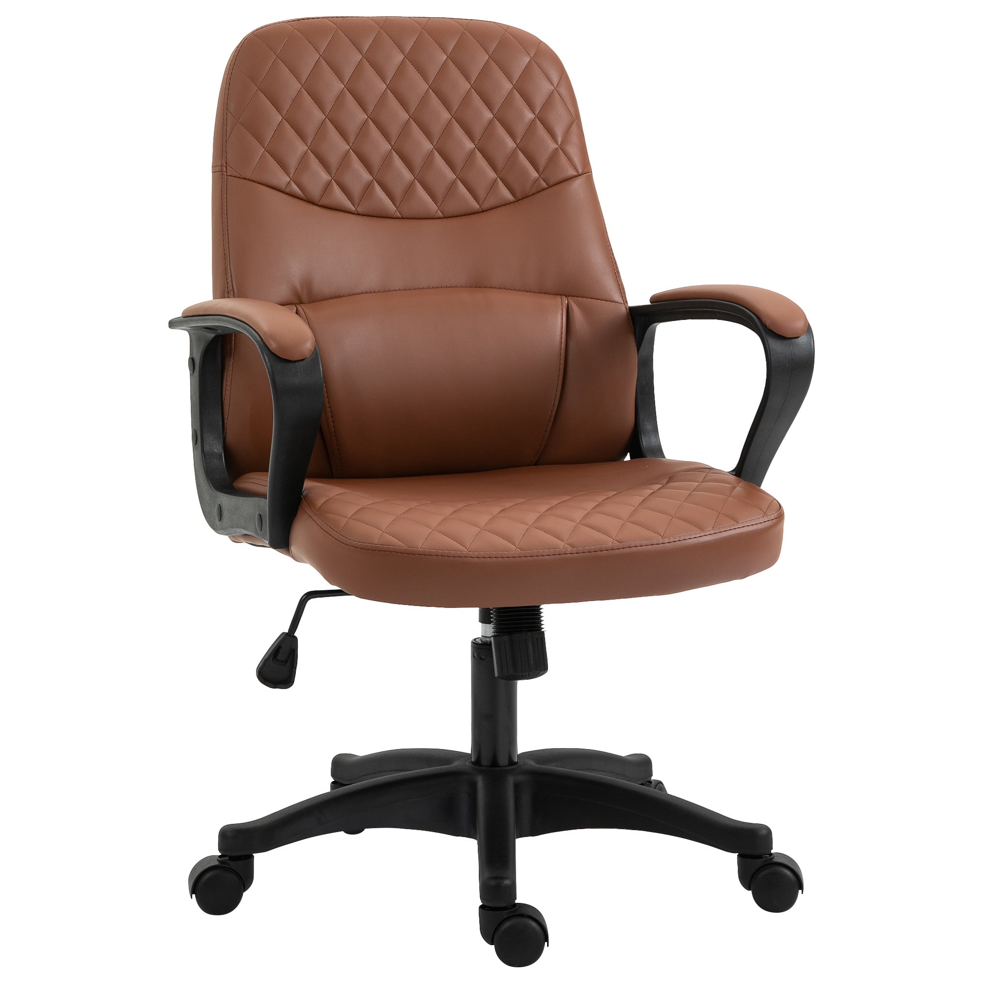 Easycomfort Sedia da Ufficio a Dondolo with 2 Punti Massaggianti e Porta USB, Poltrona da Ufficio in Finta Pelle Marrone with Altezza Regolabile, 59x63x92-101cm