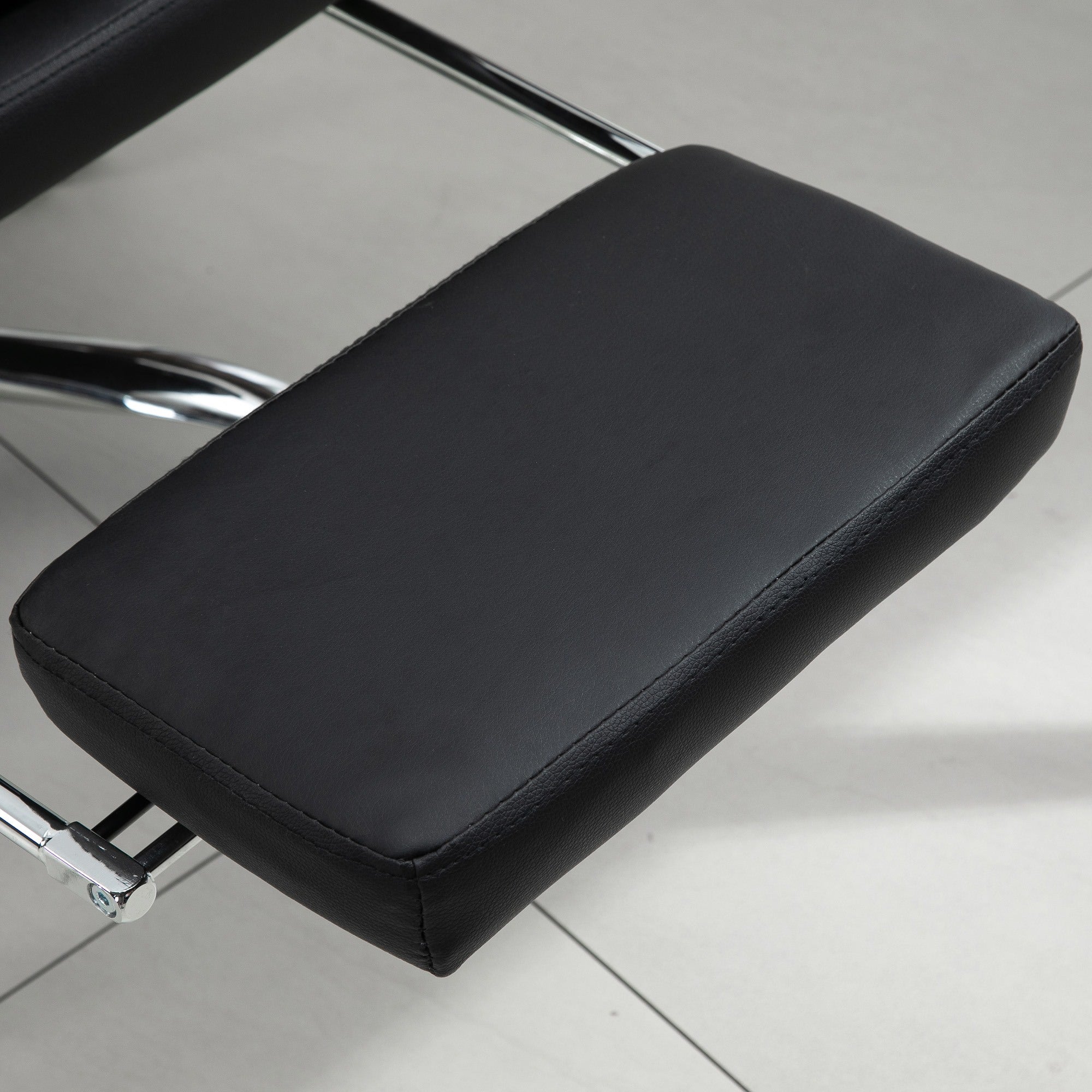 Easycomfort Poltrona da Ufficio in Finta Pelle Nera, Sedia Direzionale Altezza Regolabile with Schiena Alta Reclinabile 155° e Poggiapiedi