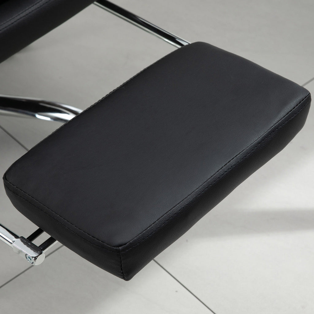 Easycomfort Poltrona da Ufficio in Finta Pelle Nera, Sedia Direzionale Altezza Regolabile with Schiena Alta Reclinabile 155° e Poggiapiedi