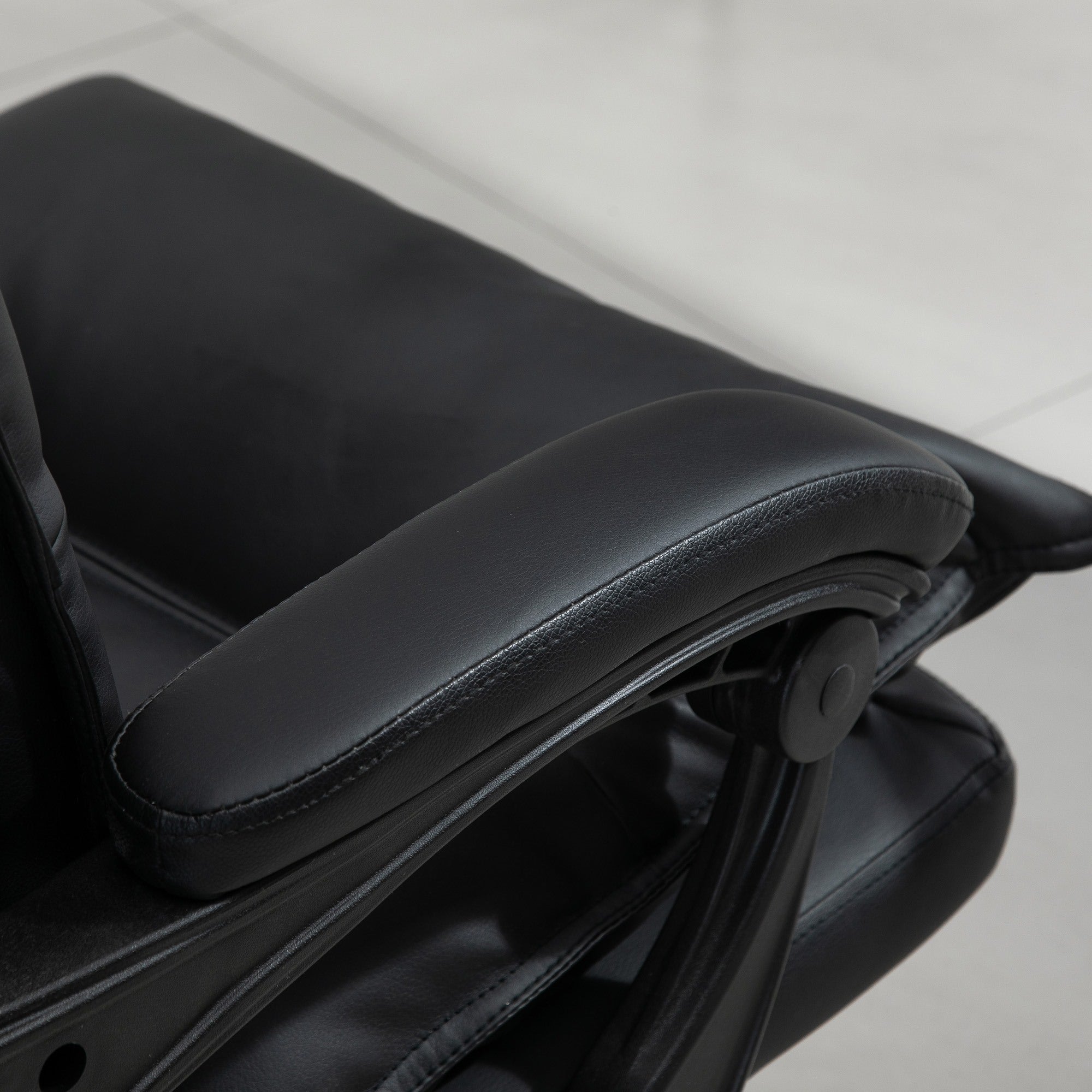 Easycomfort Poltrona da Ufficio in Finta Pelle Nera, Sedia Direzionale Altezza Regolabile with Schiena Alta Reclinabile 155° e Poggiapiedi