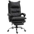 Easycomfort Poltrona da Ufficio in Finta Pelle Nera, Sedia Direzionale Altezza Regolabile with Schiena Alta Reclinabile 155° e Poggiapiedi